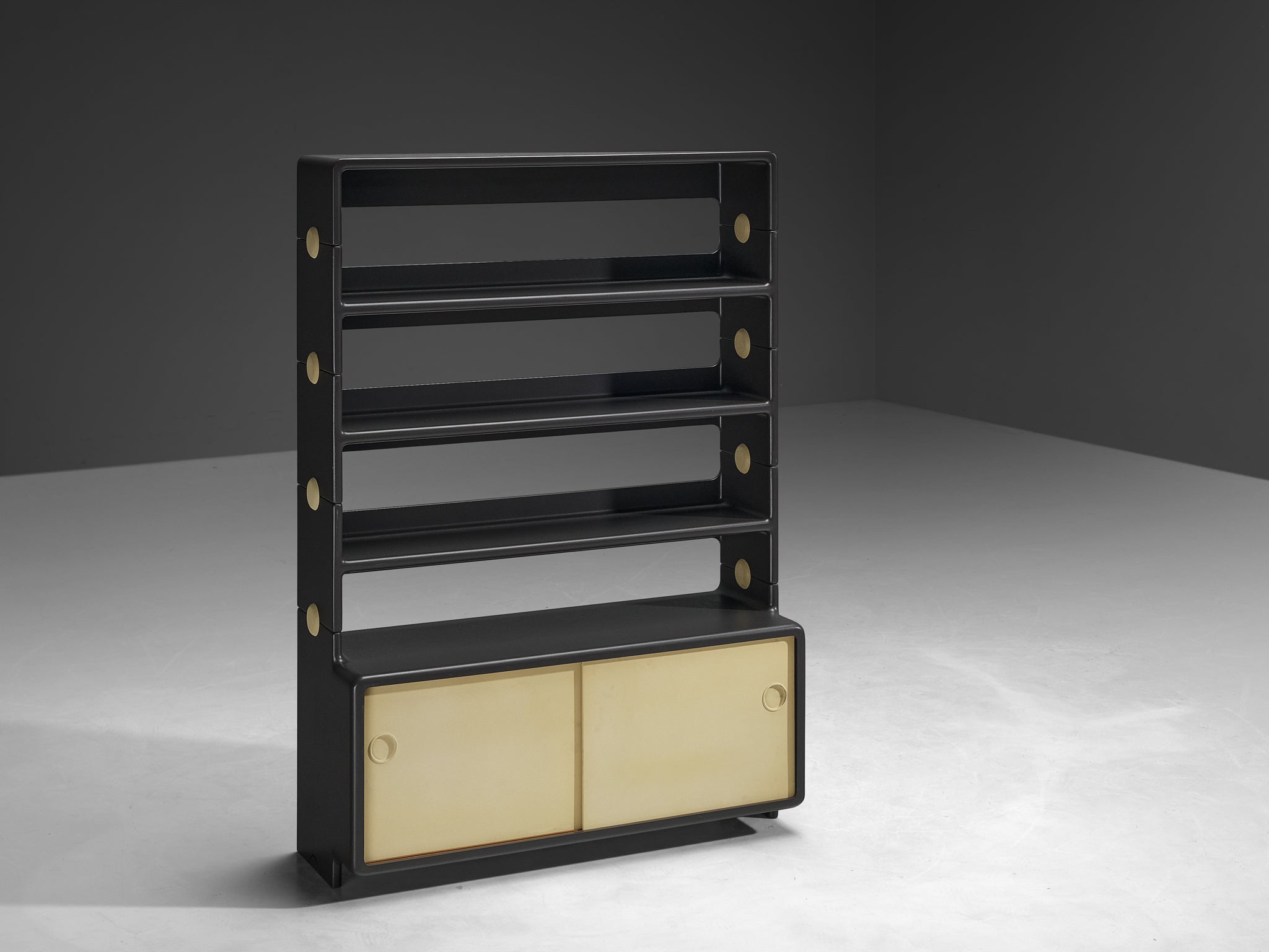 Ernest Igl for Wilhelm Werndl Shelving Cabinet in Black and Beige Fiberglass Case pieces and storage cabinets Morentz