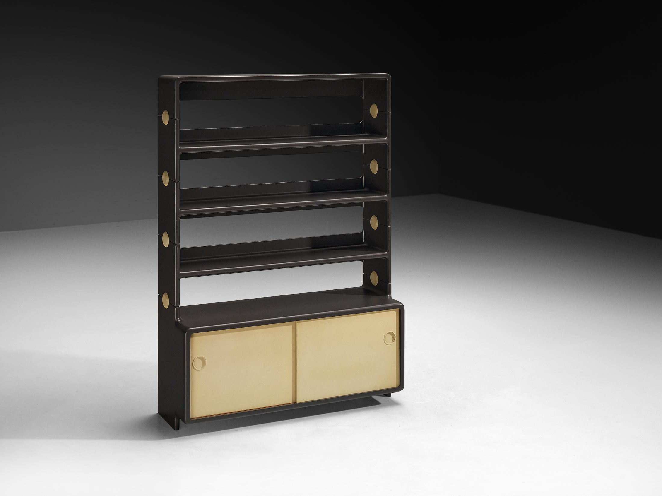 Ernest Igl for Wilhelm Werndl Shelving Cabinet in Black and Beige Polyurethane Case pieces and storage cabinets Morentz