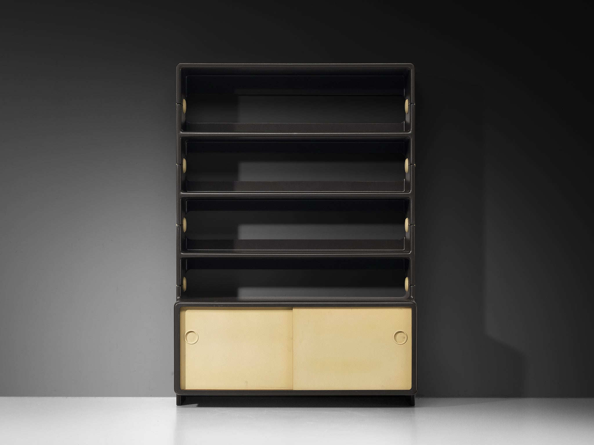 Ernest Igl for Wilhelm Werndl Shelving Cabinet in Black and Beige Polyurethane Case pieces and storage cabinets Morentz