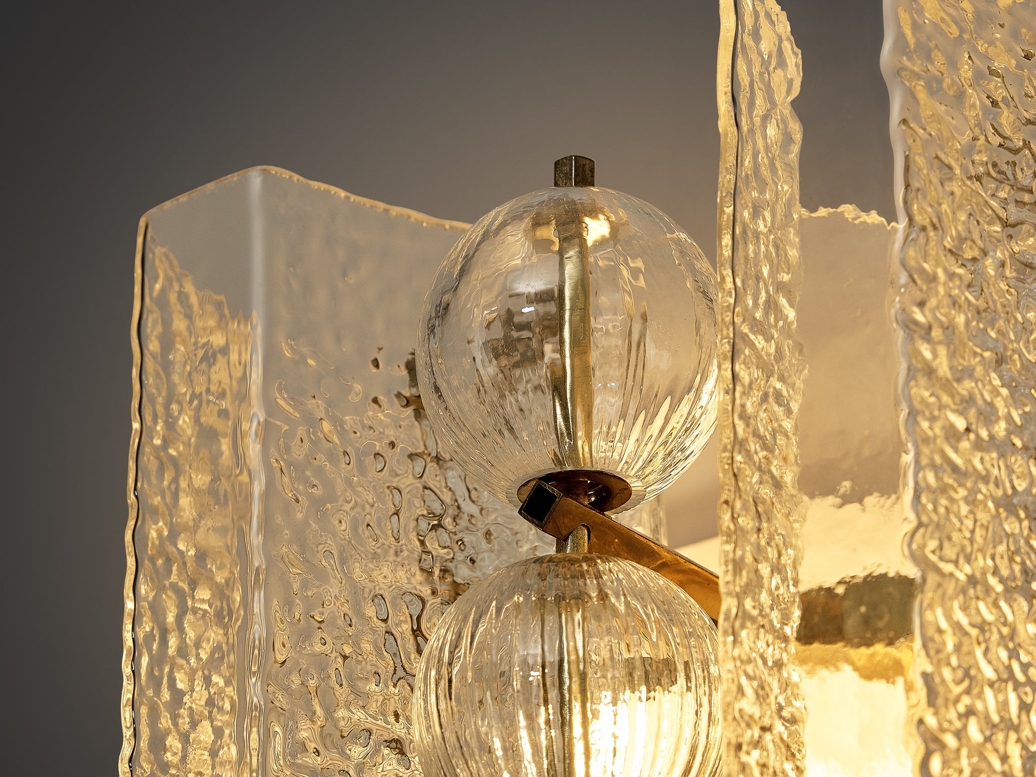 Wall Lights in Textured Glass and Brass lighting Morentz