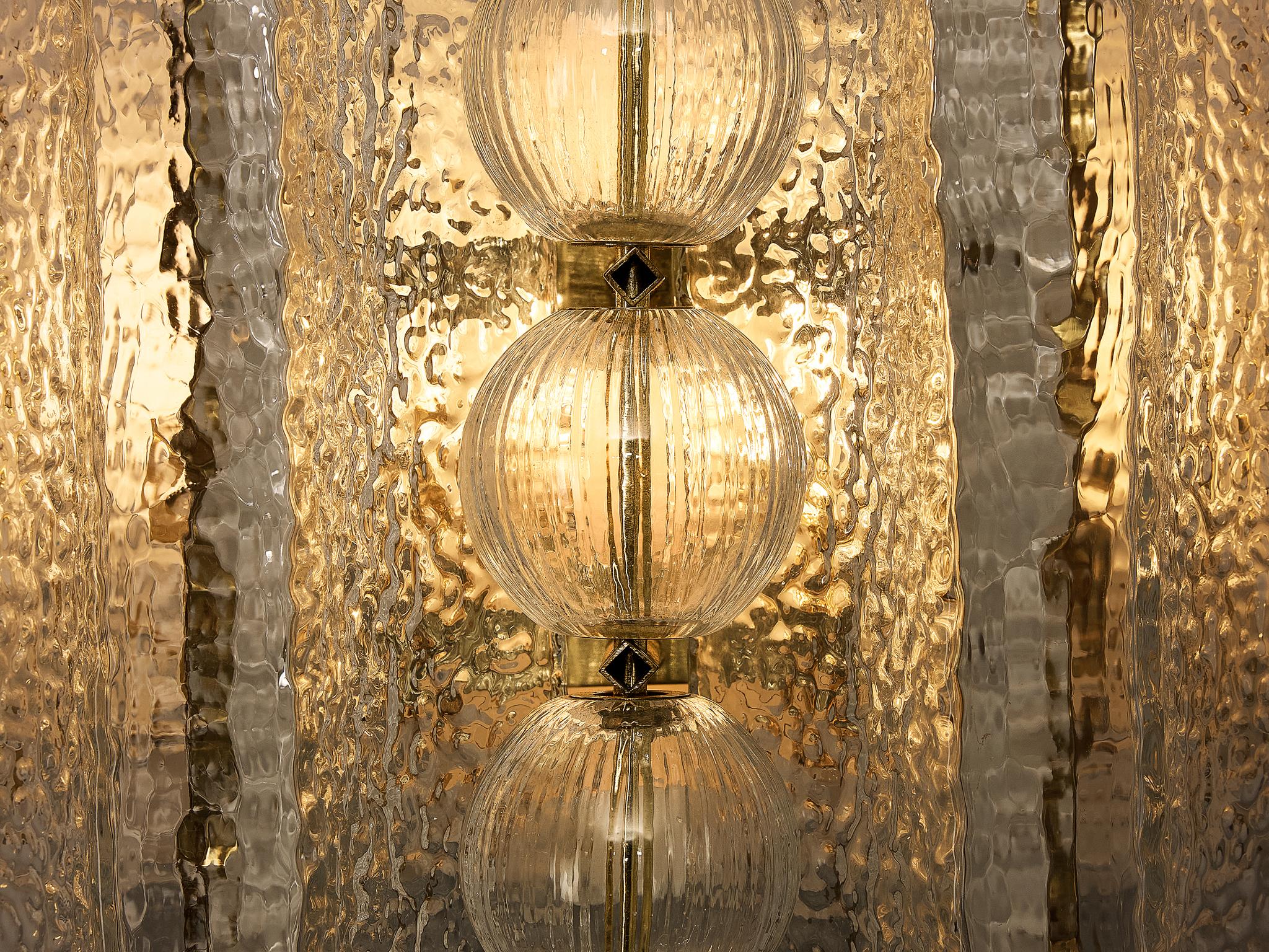 Wall Light in Textured Glass and Brass lighting Morentz
