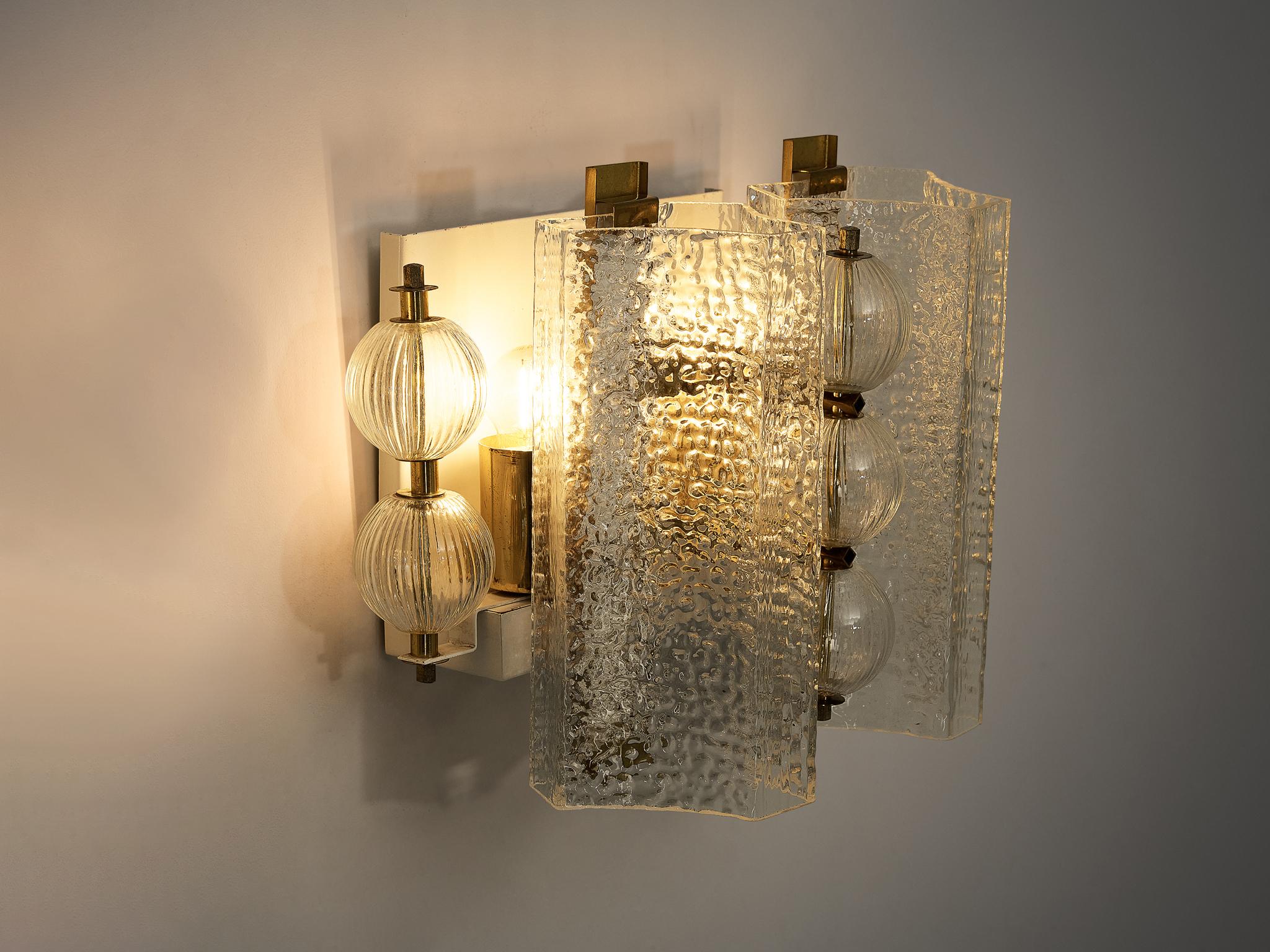 Wall Light in Textured Glass and Brass lighting Morentz