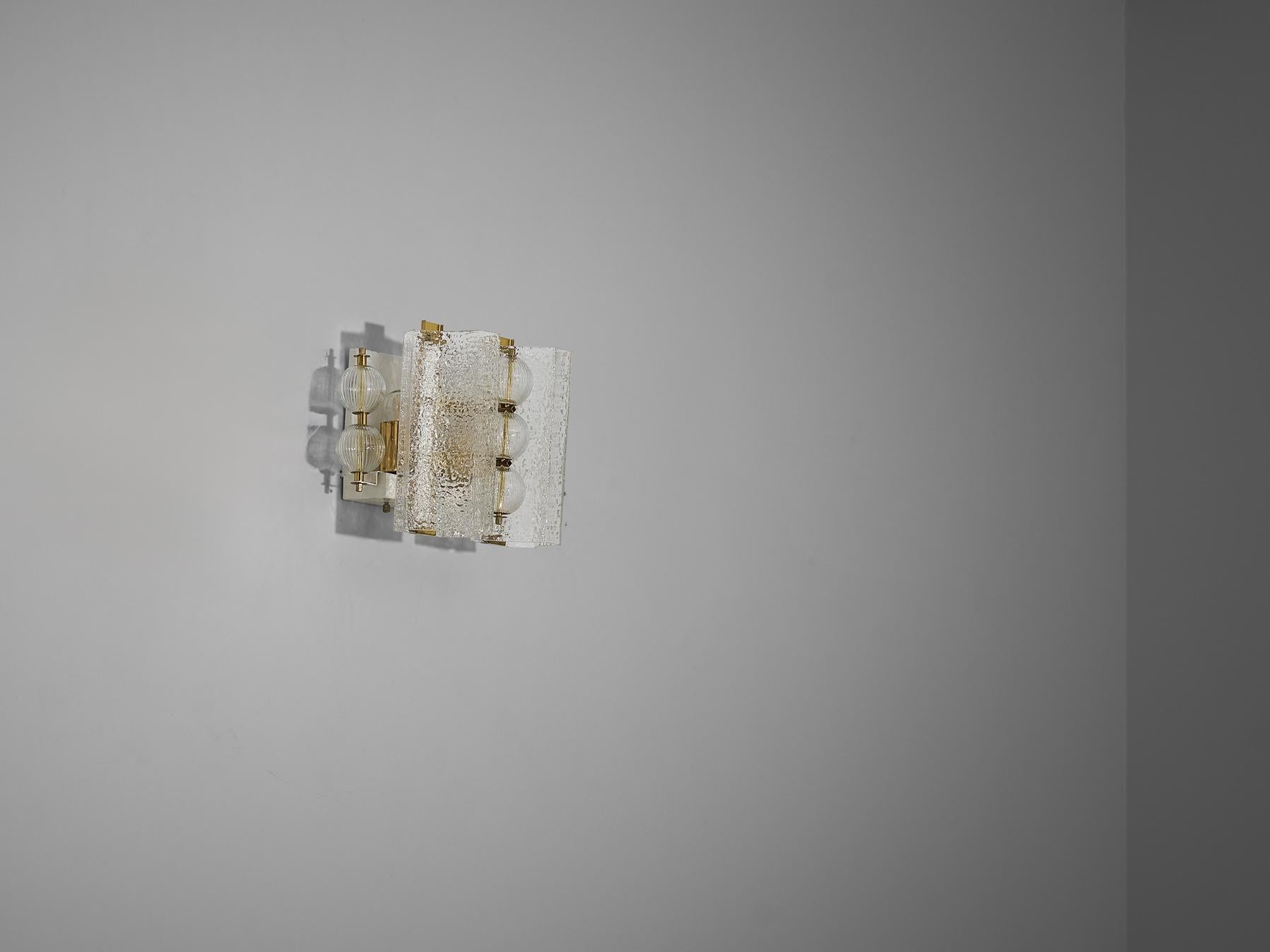 Wall Light in Textured Glass and Brass lighting Morentz