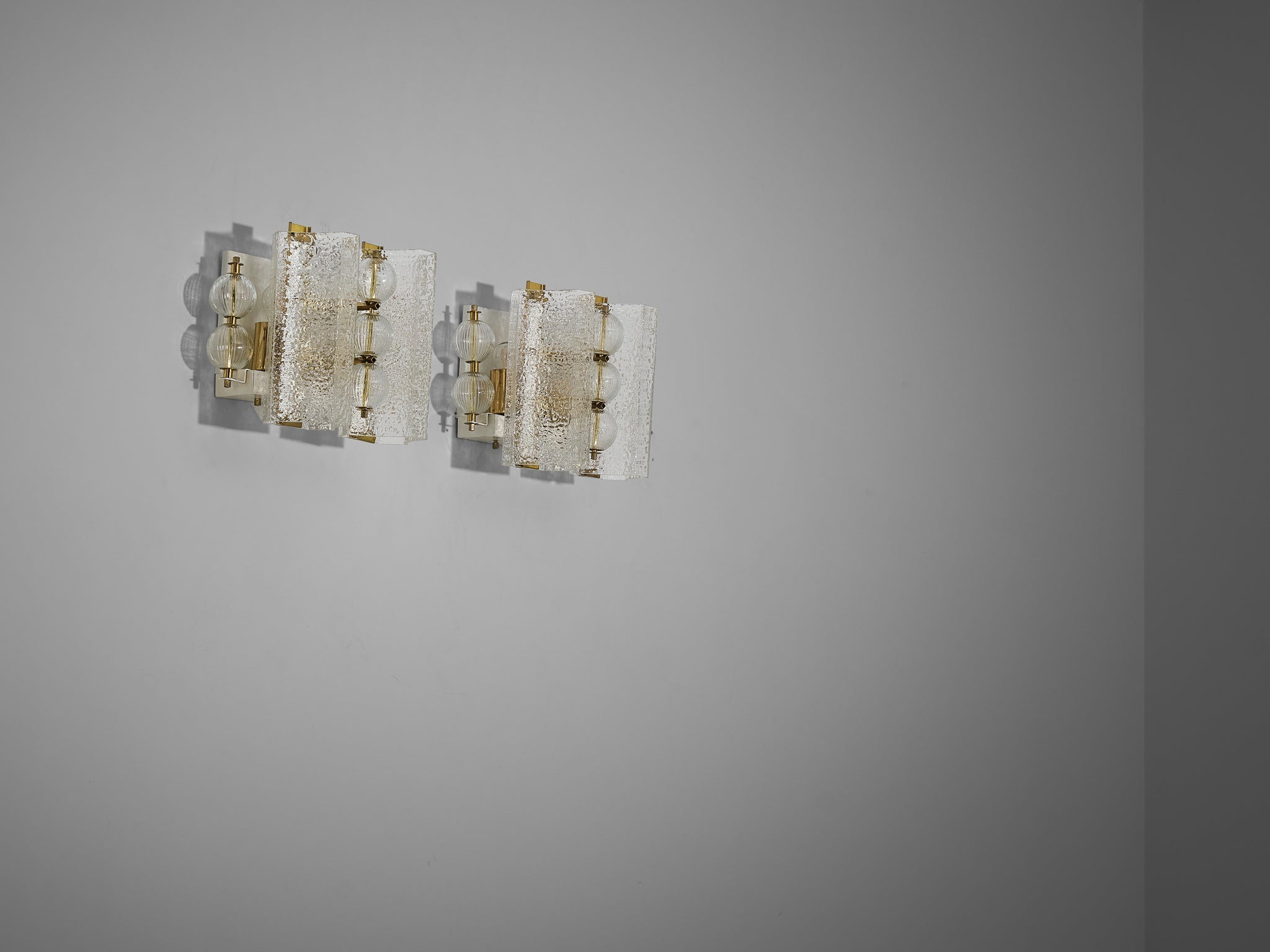 Wall Lights in Textured Glass and Brass lighting Morentz