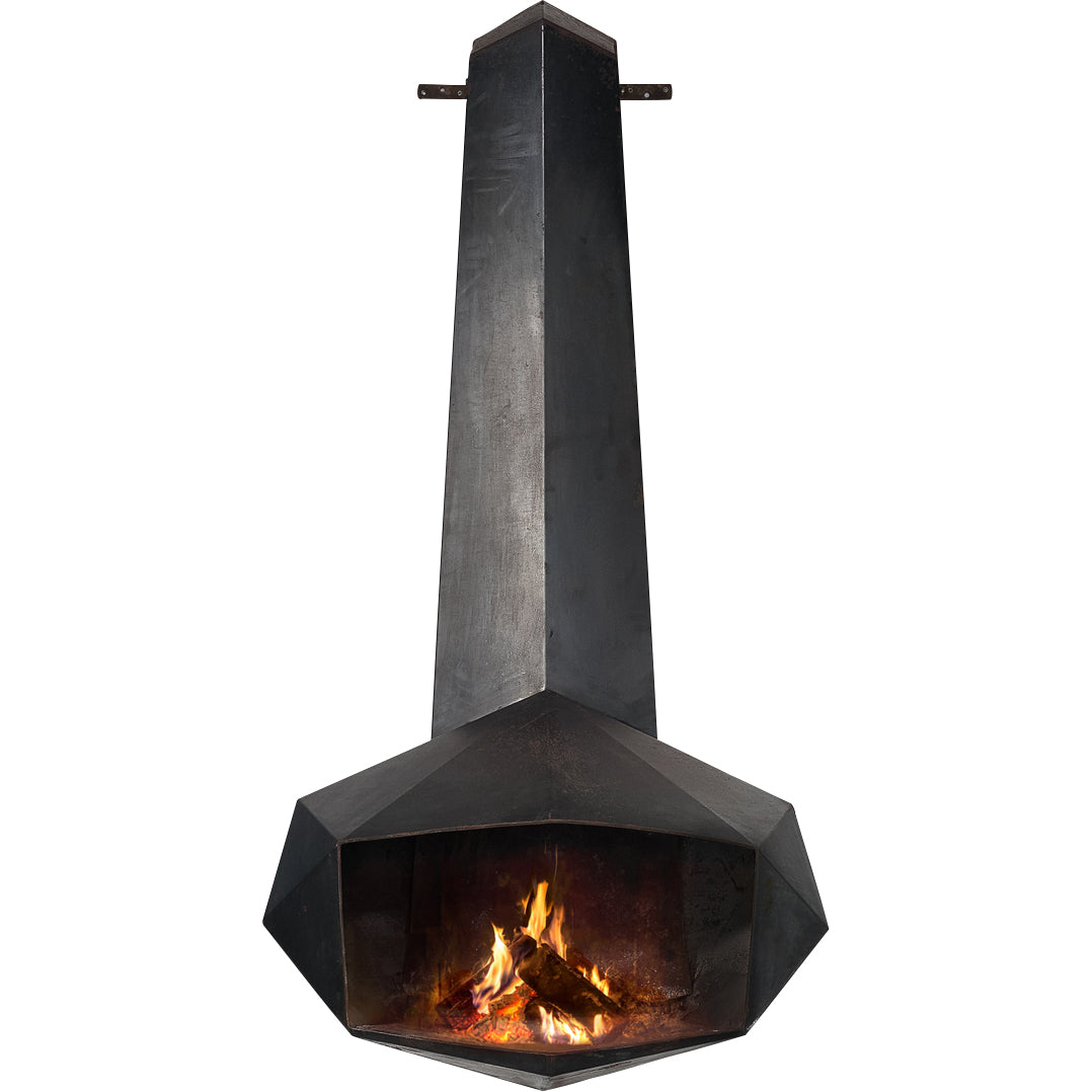 Donbar Faceted Fireplace in Patinated Iron Building and Garden Elements Morentz