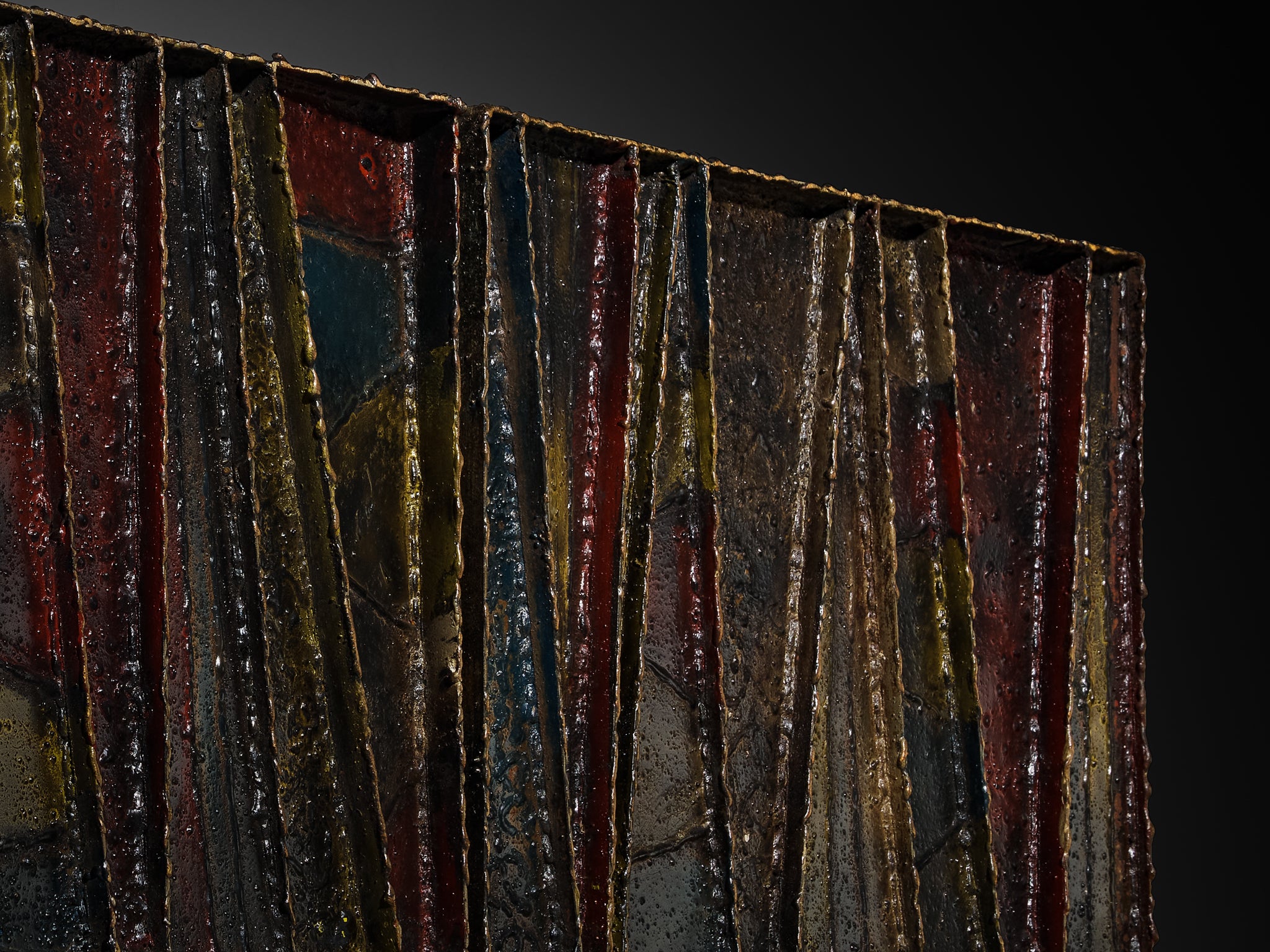 Paul Evans ‘Deep Relief’ Wall-Mounted Sideboard in Welded Steel Case pieces and storage cabinets Morentz