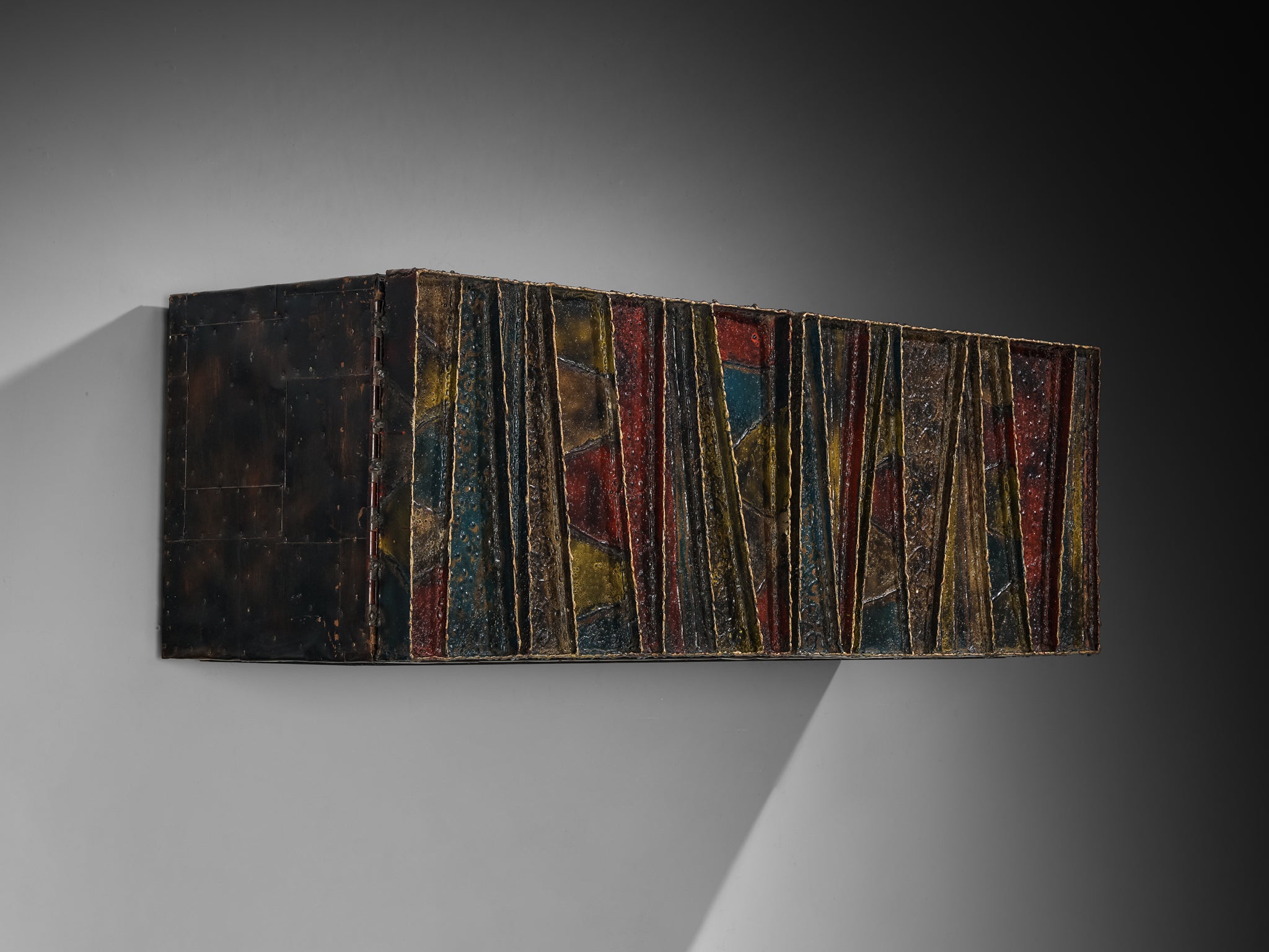 Paul Evans ‘Deep Relief’ Wall-Mounted Sideboard in Welded Steel Case pieces and storage cabinets Morentz