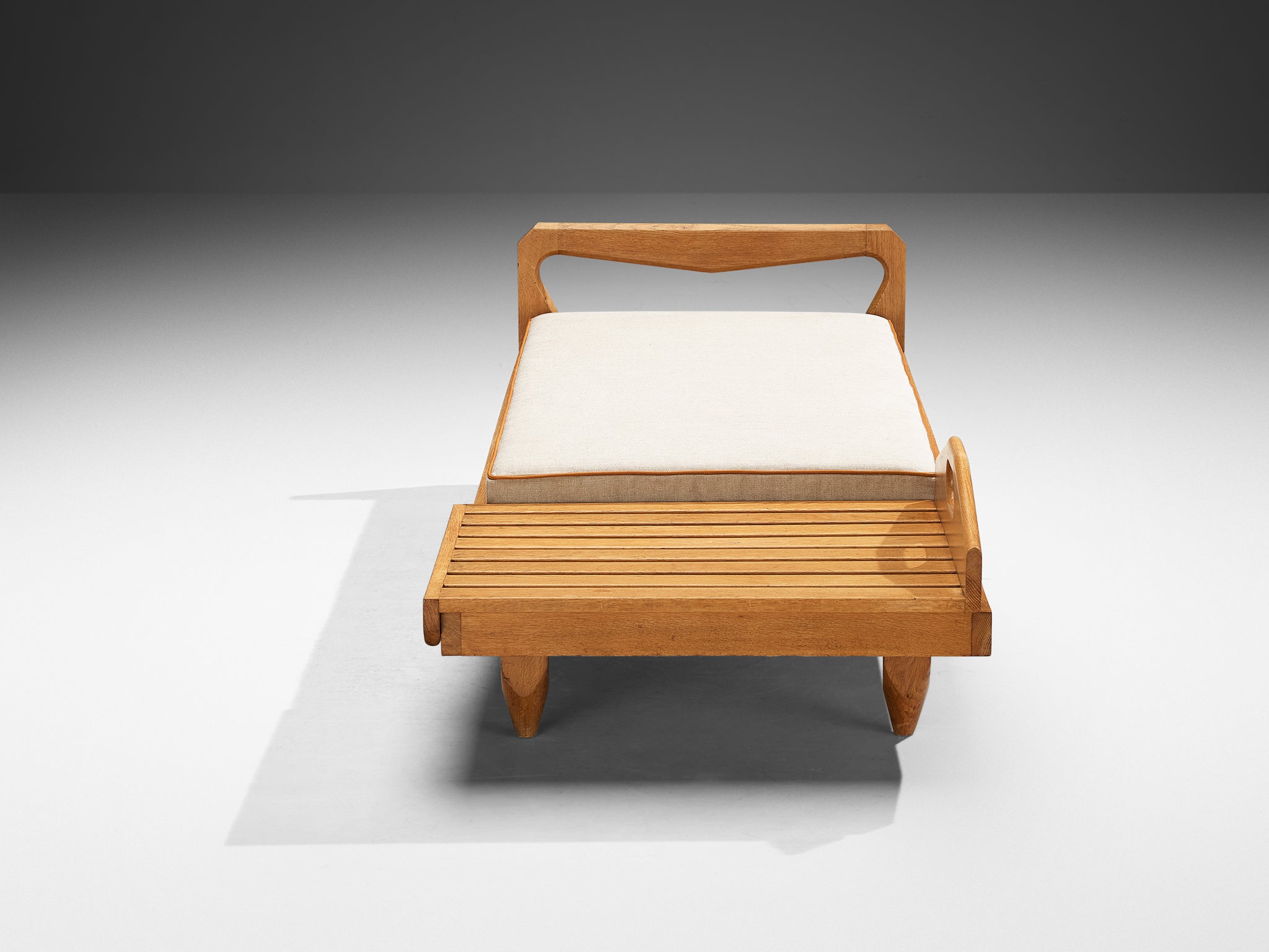 Guillerme & Chambron Daybed or Bench with Side Table in Oak and Fabric