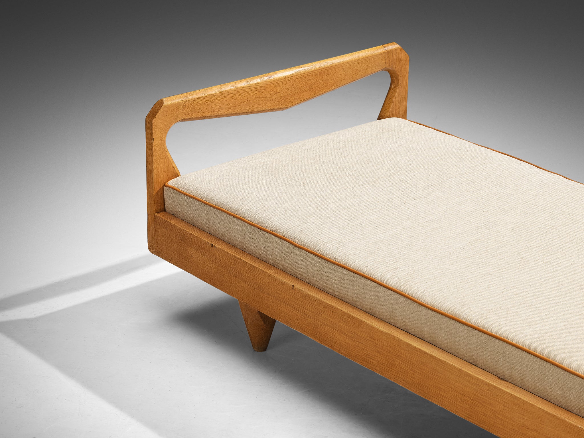 Guillerme & Chambron Daybed or Bench with Side Table in Oak and Fabric