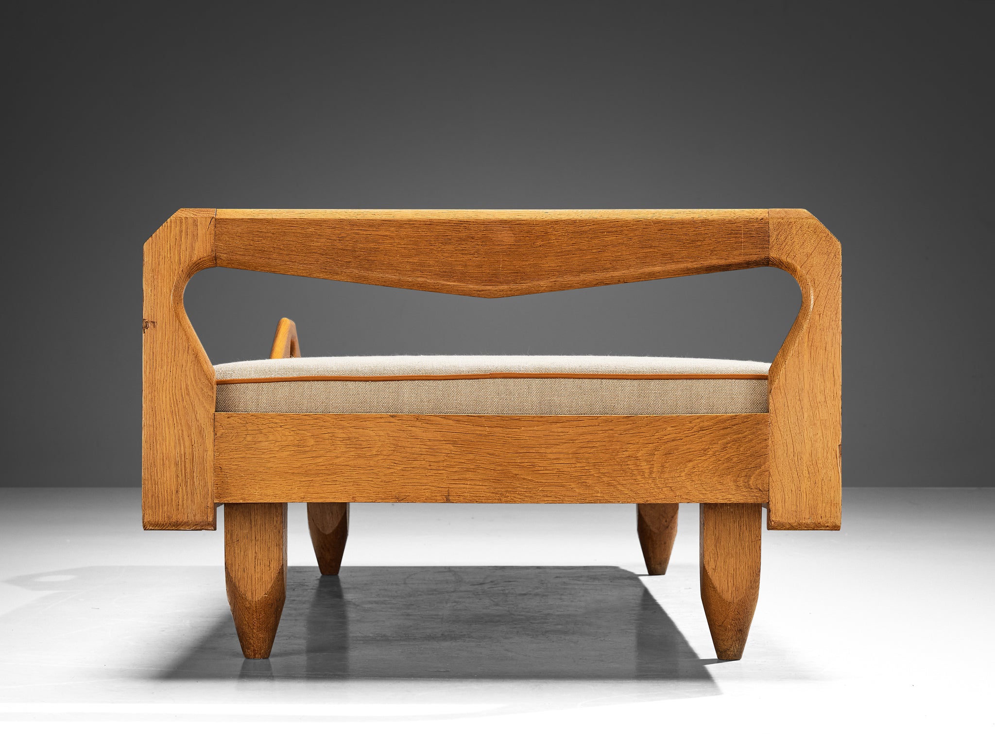 Guillerme & Chambron Daybed or Bench with Side Table in Oak and Fabric