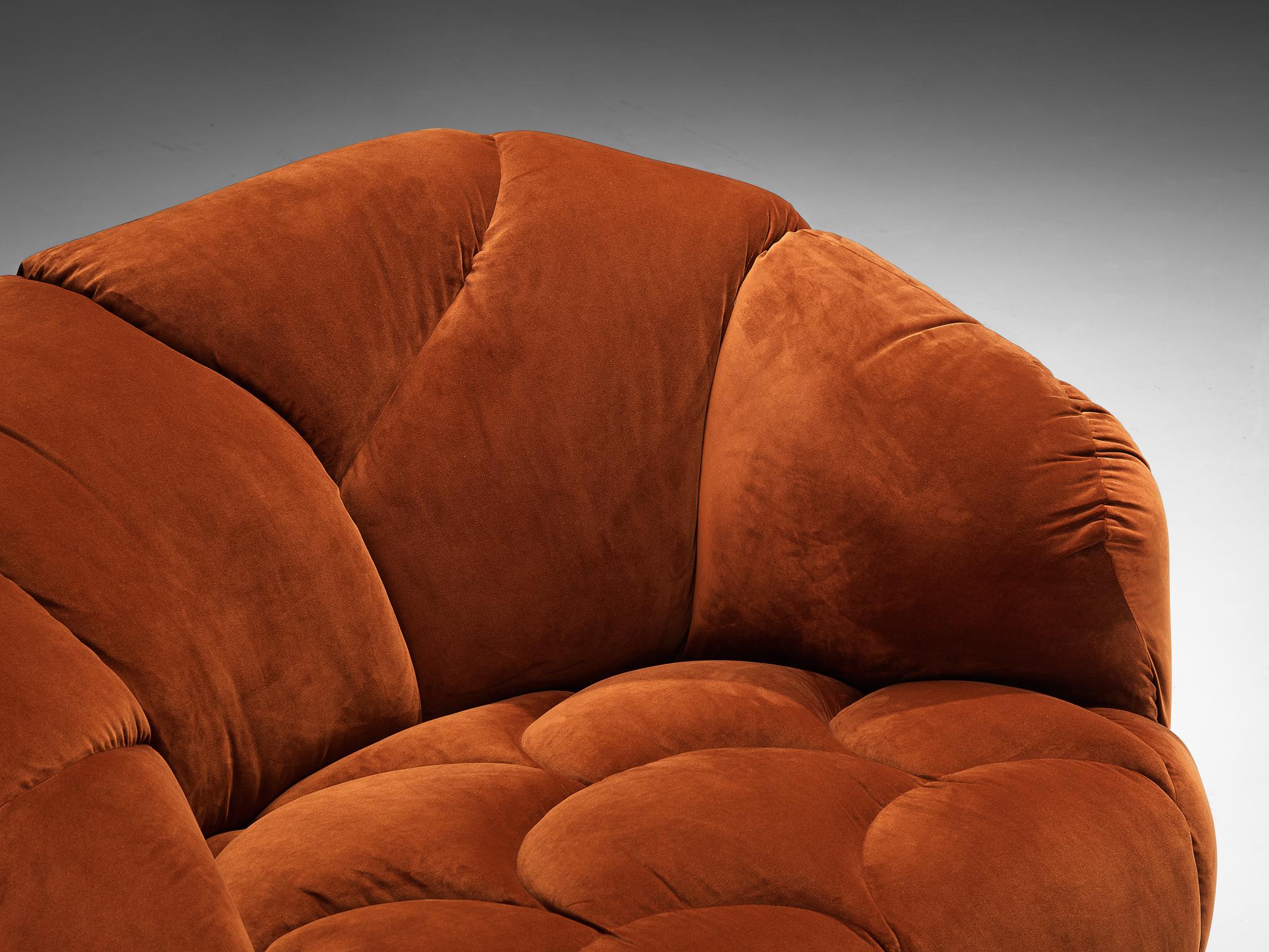 Howard Keith 'Cloud' Lounge Chair with Ottoman in Orange Brown Velvet