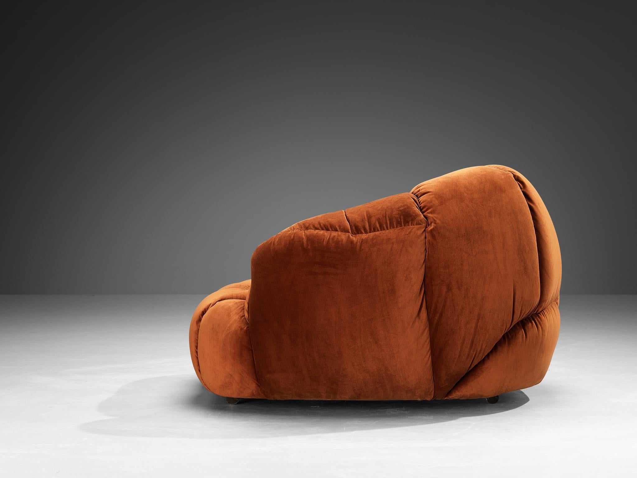Howard Keith 'Cloud' Lounge Chair with Ottoman in Orange Brown Velvet