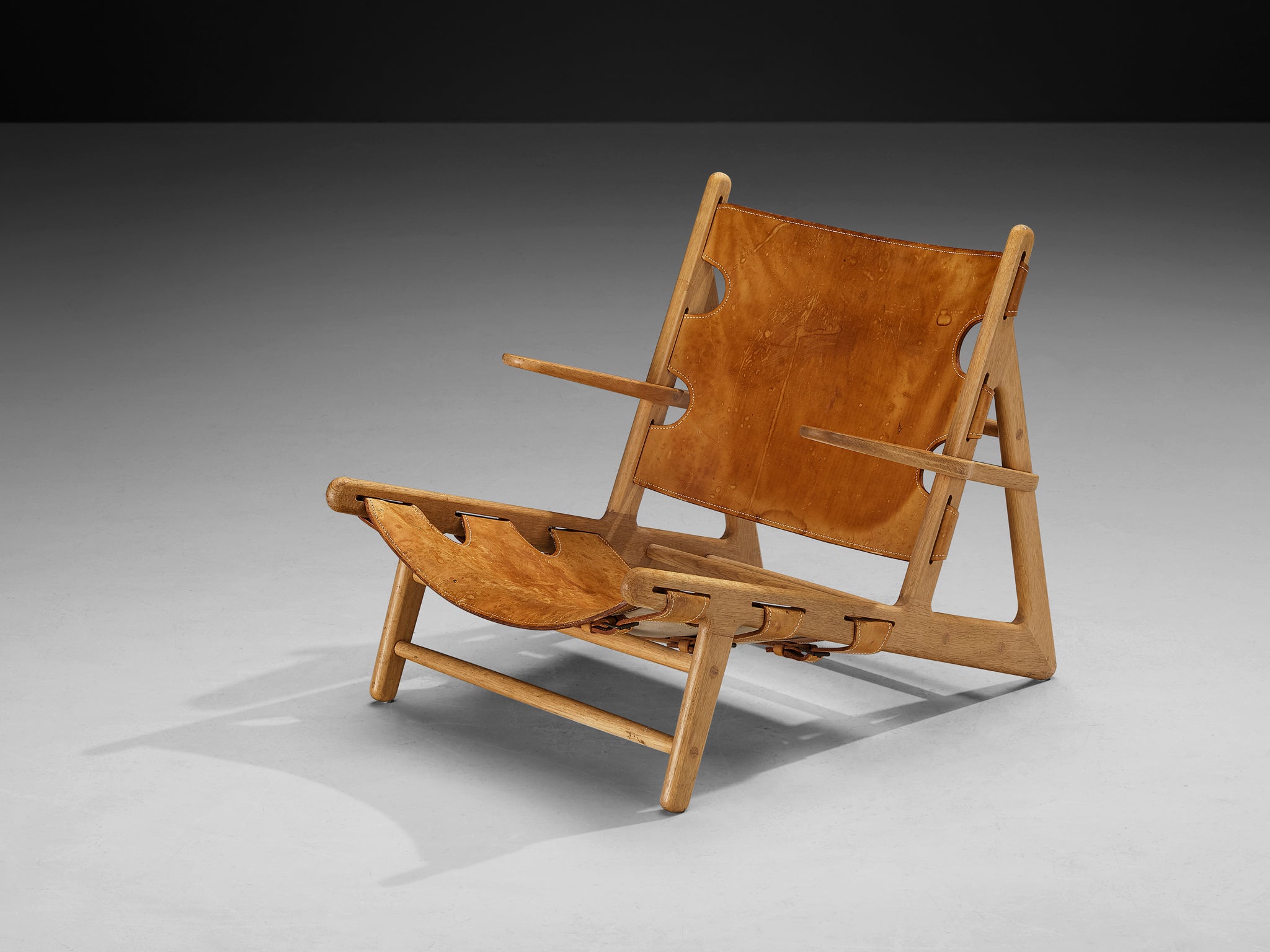 Børge Mogensen for Fredericia Hunting Chair in Oak and Leather Seating Morentz