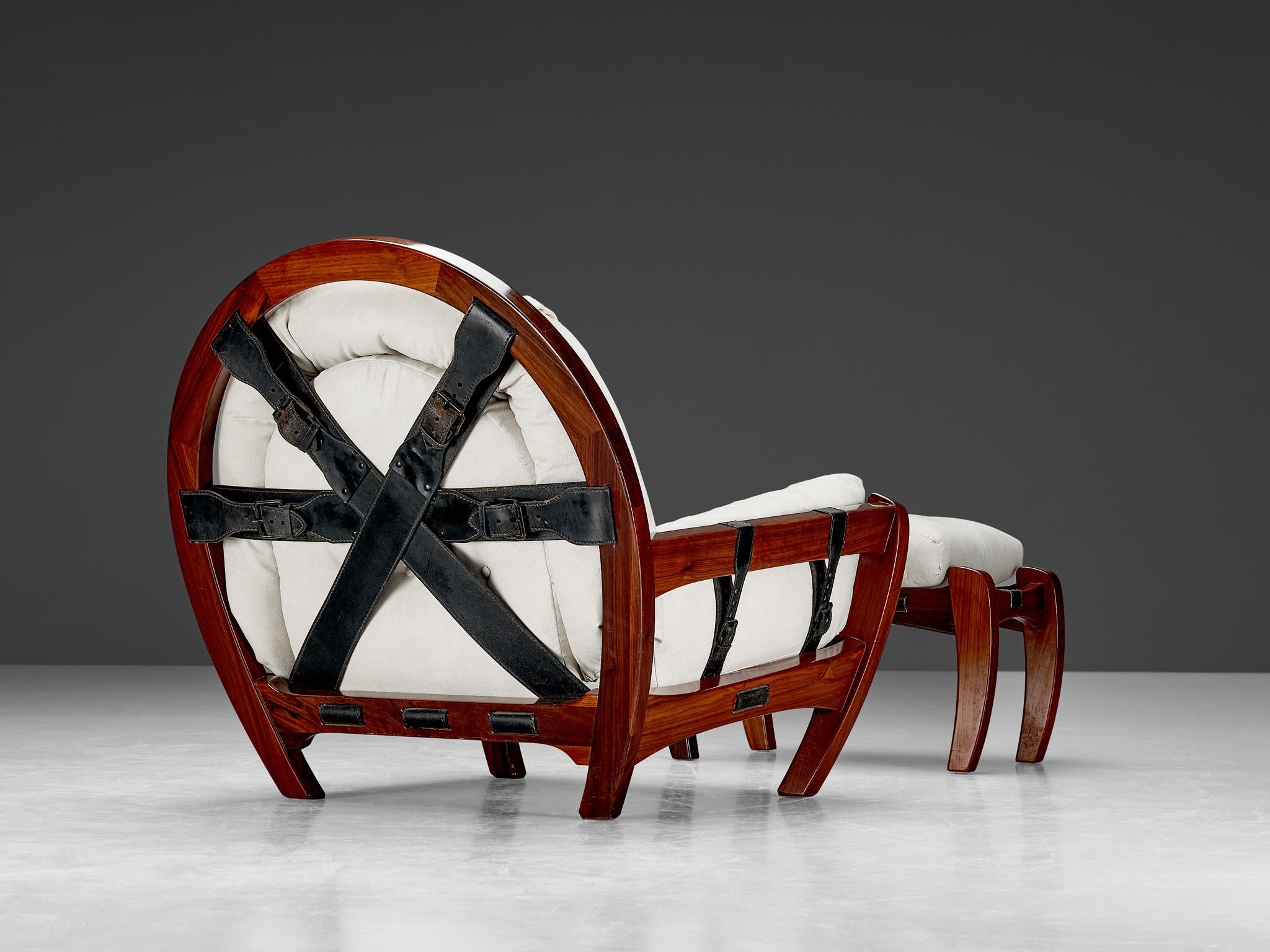 Luciano Frigerio 'Rancero' Lounge Chair with Ottoman in White Upholstery seating Morentz