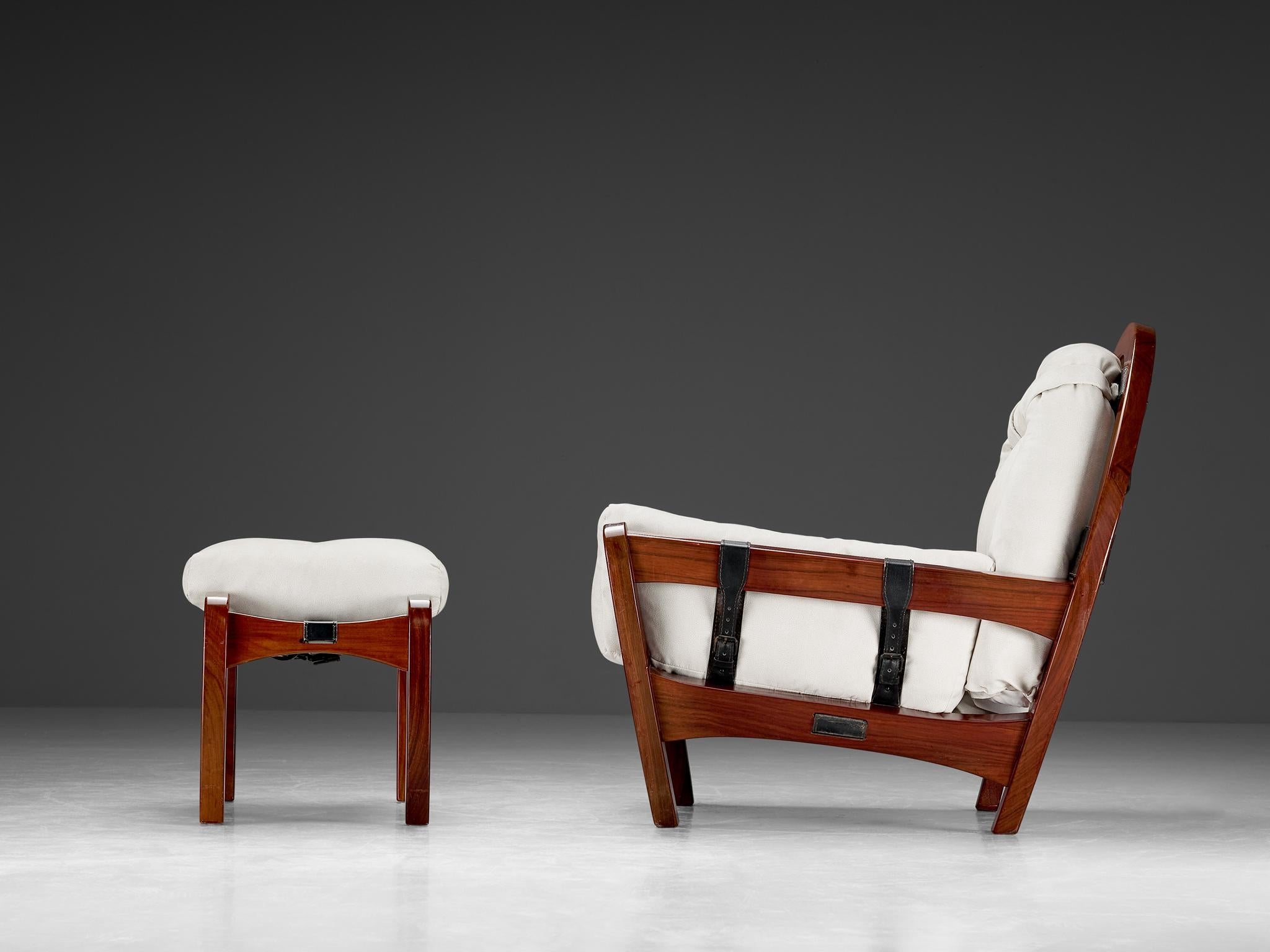 Luciano Frigerio 'Rancero' Lounge Chair with Ottoman in White Upholstery seating Morentz