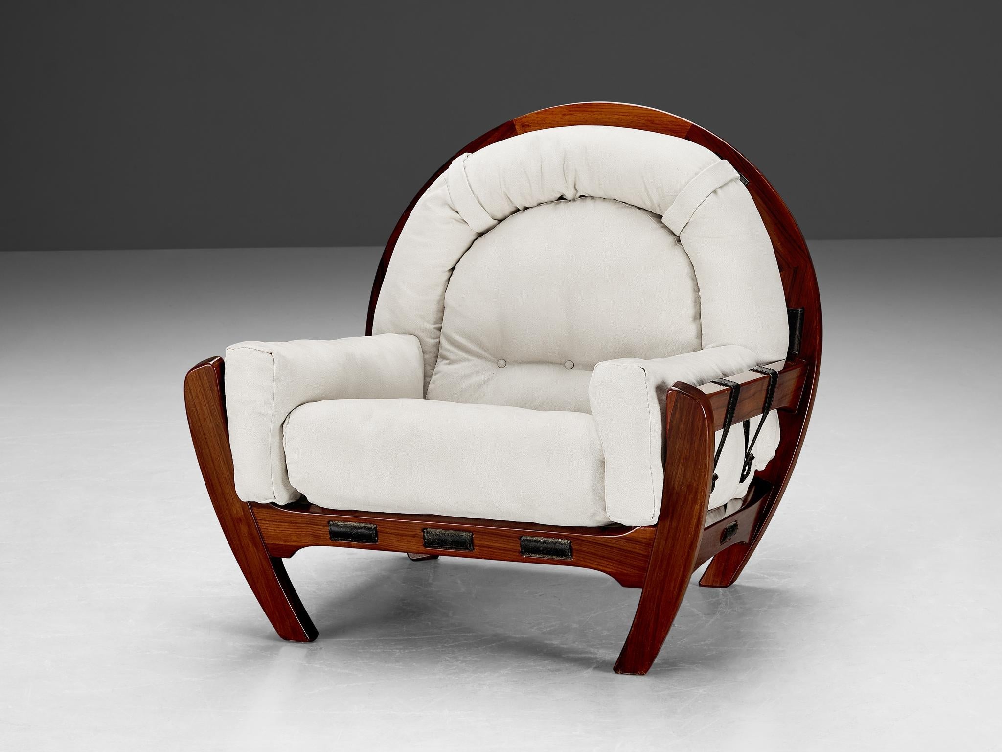 Luciano Frigerio 'Rancero' Lounge Chair with Ottoman in White Upholstery seating Morentz