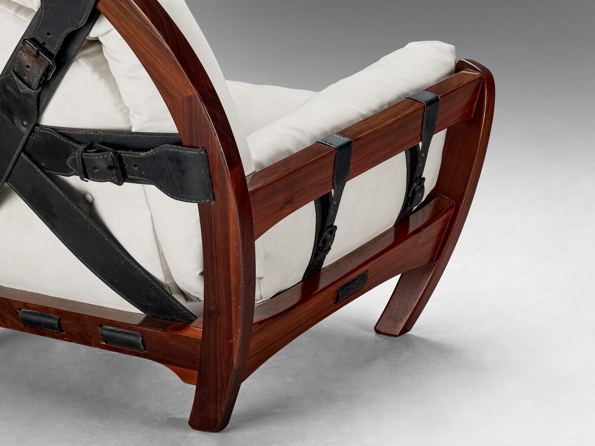 Luciano Frigerio 'Rancero' Lounge Chair with Ottoman in White Upholstery seating Morentz