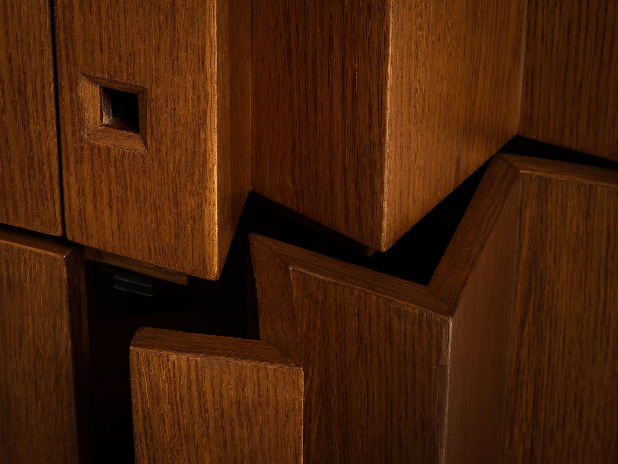 Unique Wall Unit by Giuseppe Rivadossi with Impressive Size in Oak 12.86 feet Case pieces and storage cabinets Morentz