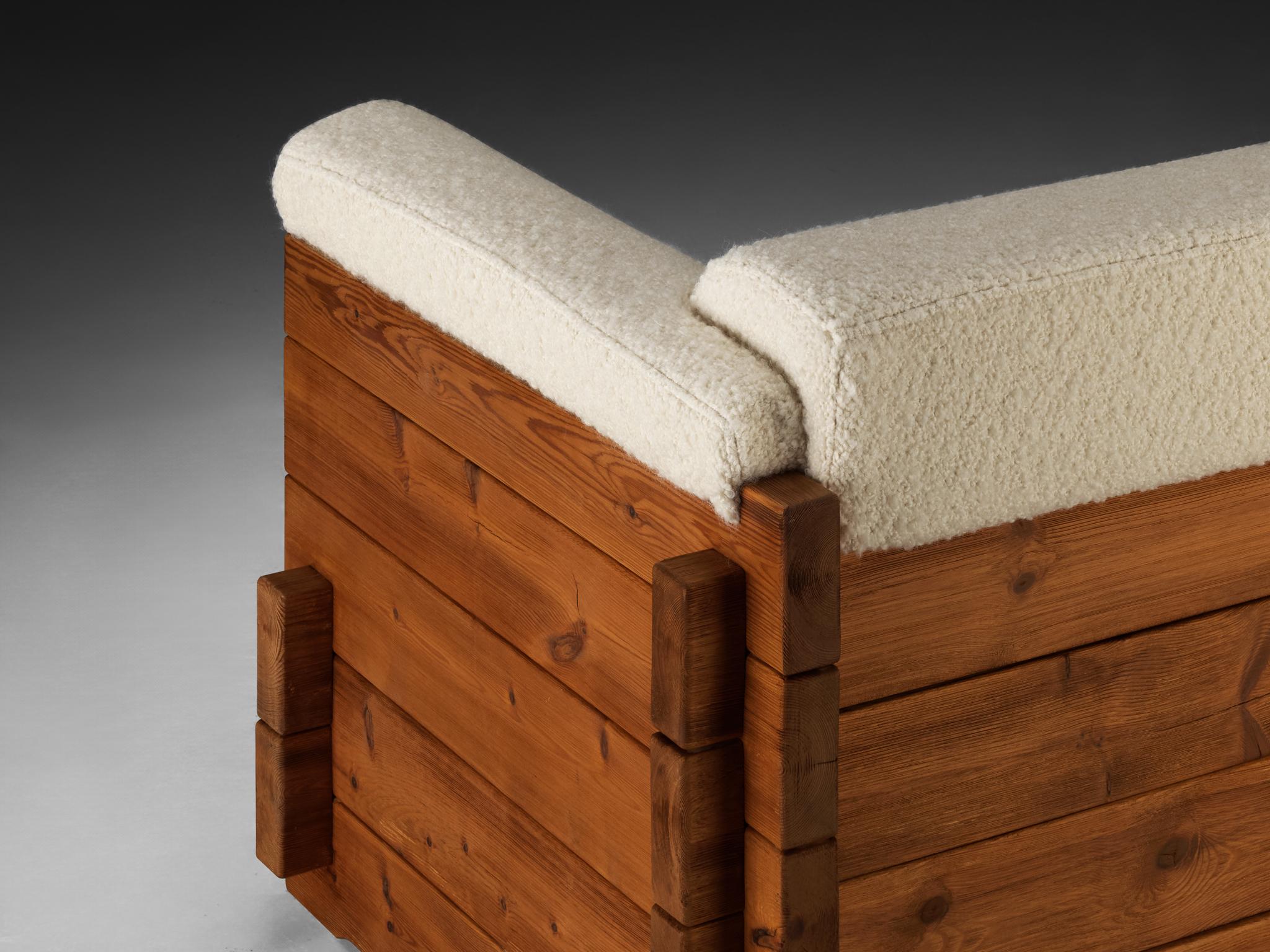 Hans Jørgen Frydendal for Modul Bygge System Sofa in Solid Pine and Bouclé seating Morentz