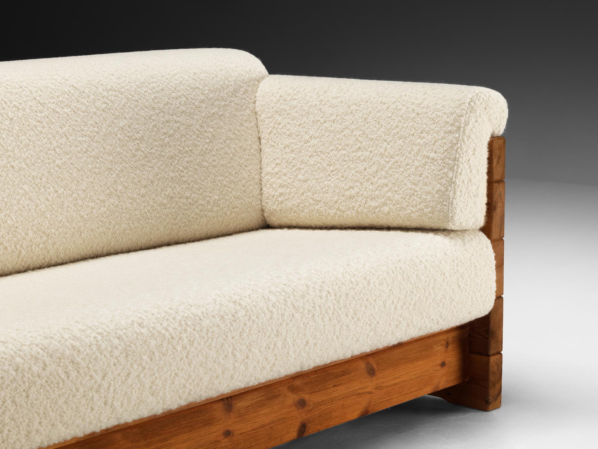 Hans Jørgen Frydendal for Modul Bygge System Sofa in Solid Pine and Bouclé seating Morentz