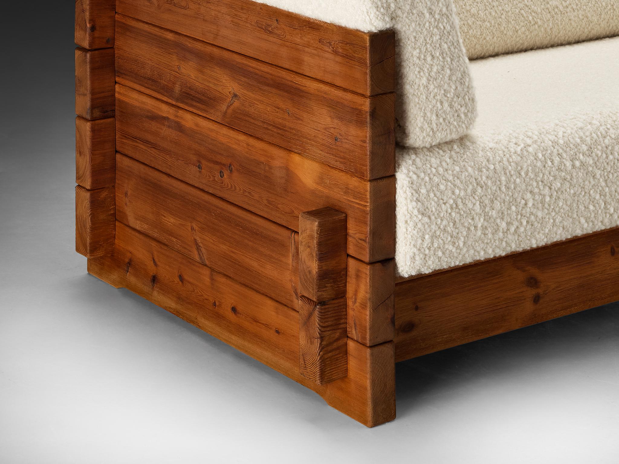 Hans Jørgen Frydendal for Modul Bygge System Sofa in Solid Pine and Bouclé seating Morentz