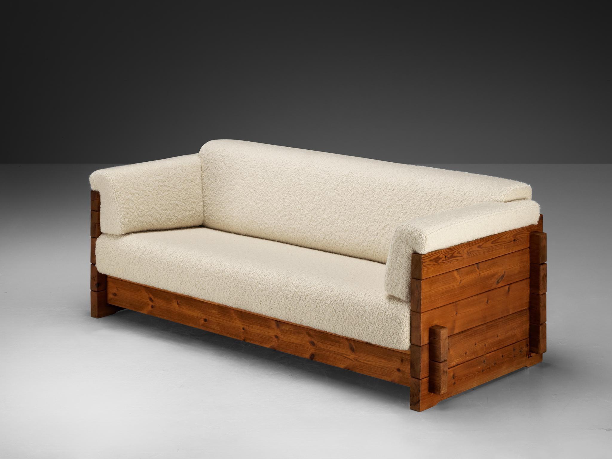 Hans Jørgen Frydendal for Modul Bygge System Sofa in Solid Pine and Bouclé seating Morentz