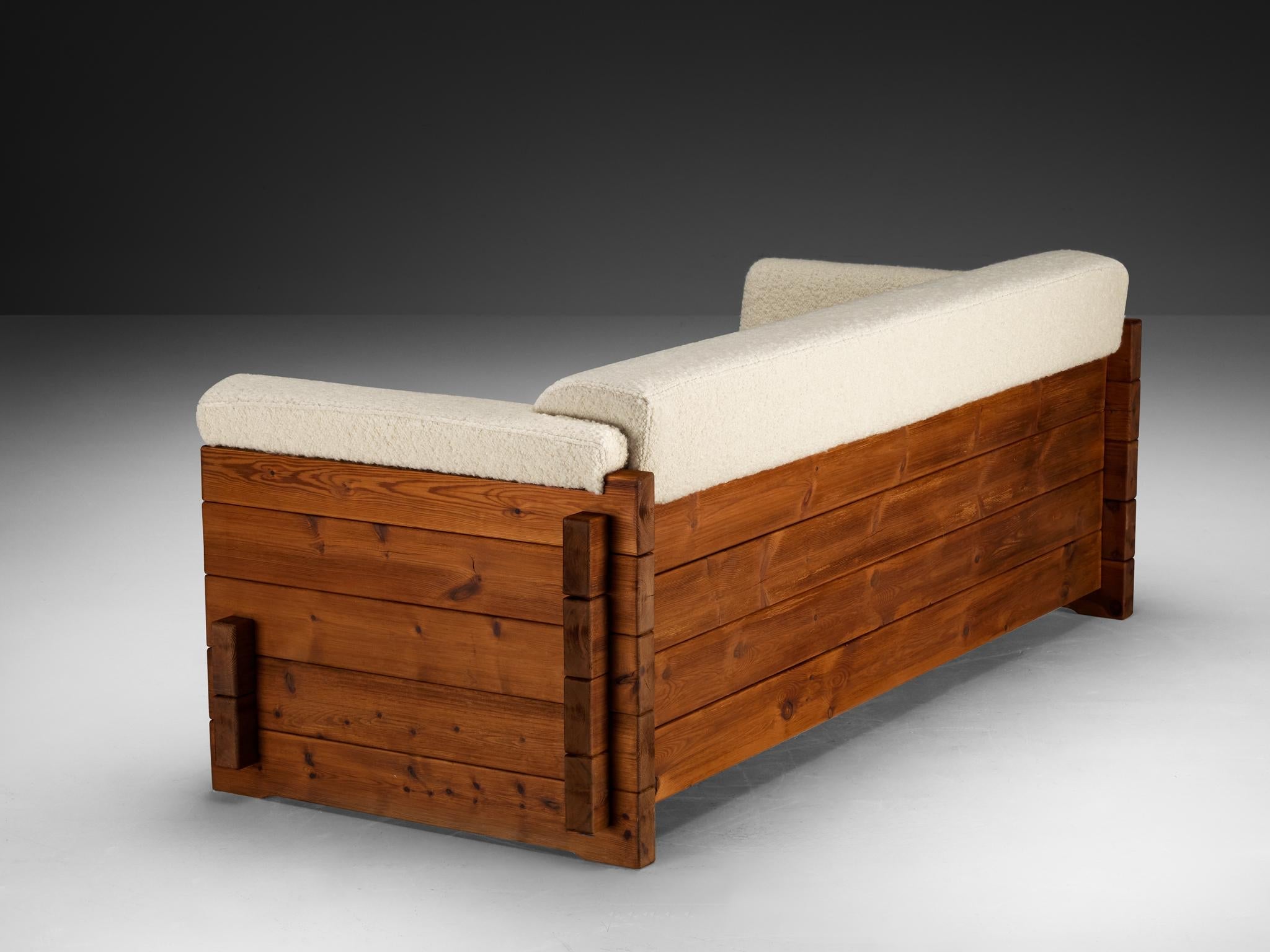 Hans Jørgen Frydendal for Modul Bygge System Sofa in Solid Pine and Bouclé seating Morentz