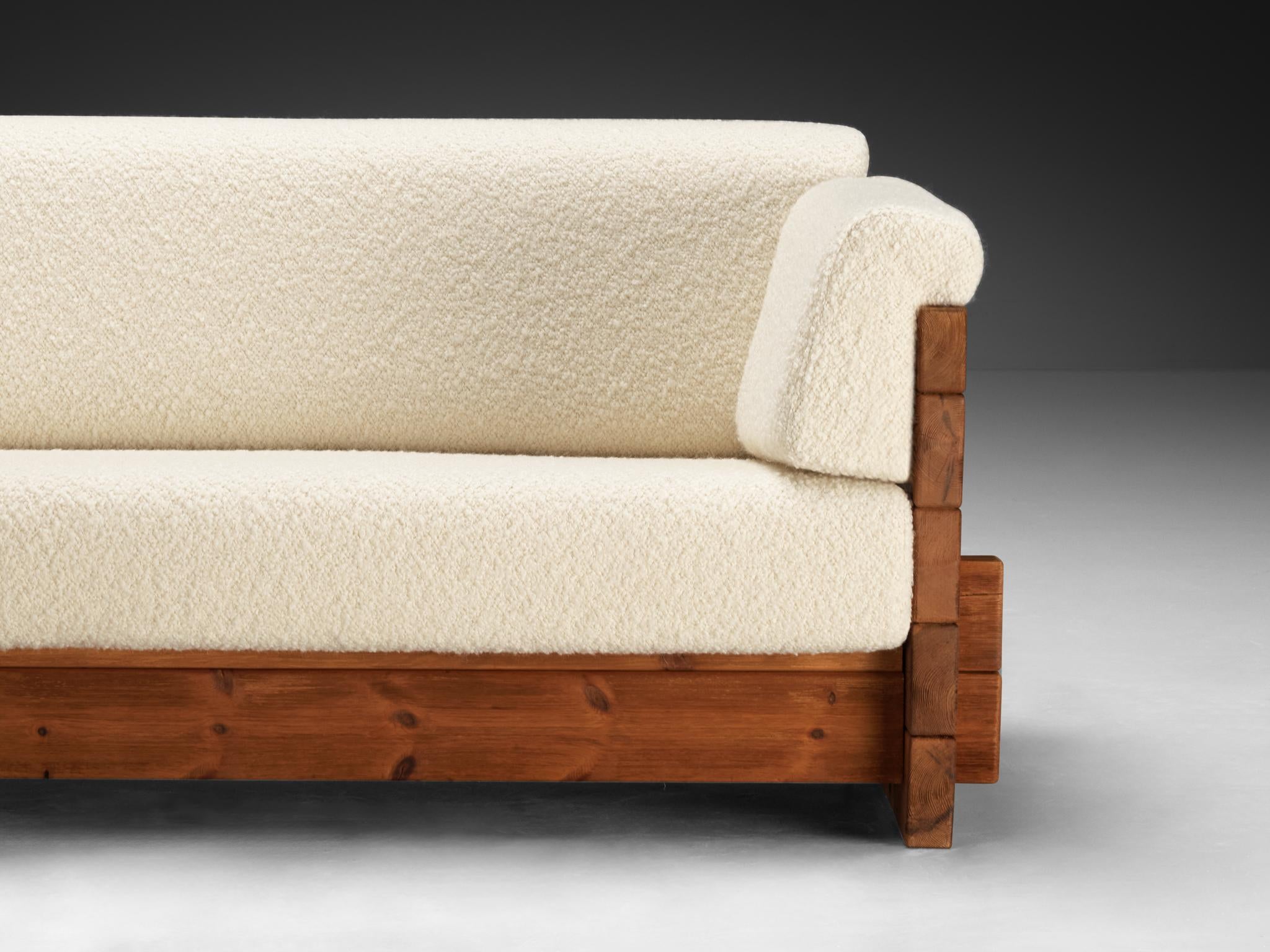 Hans Jørgen Frydendal for Modul Bygge System Sofa in Solid Pine and Bouclé seating Morentz