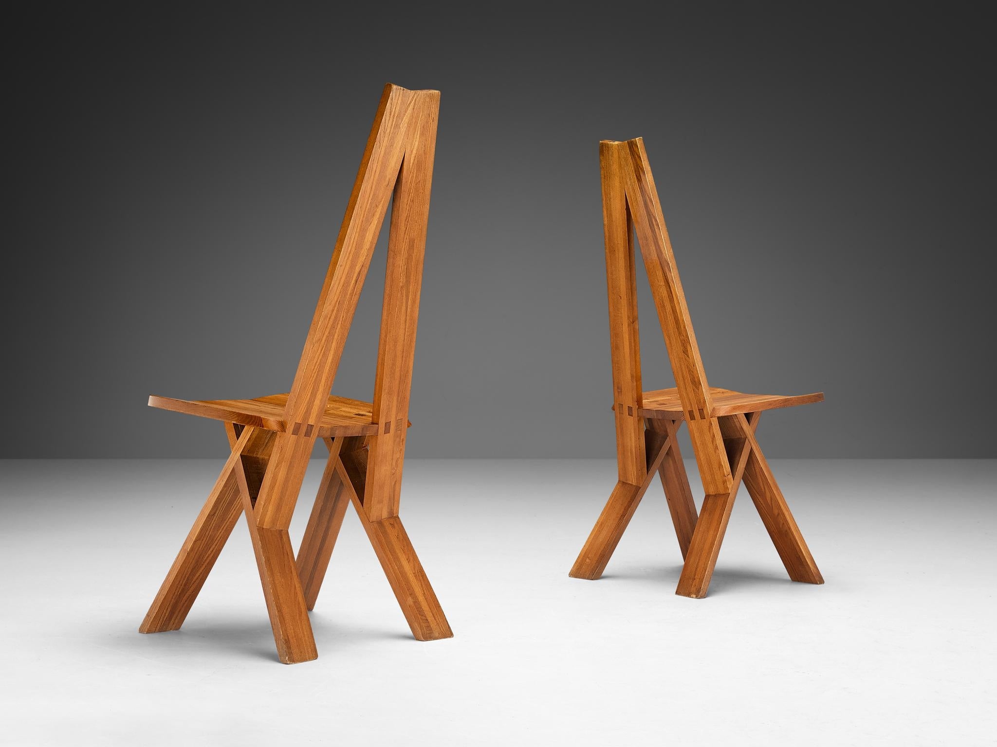 Pierre Chapo Set of Six 'S45' Chairs in Elm