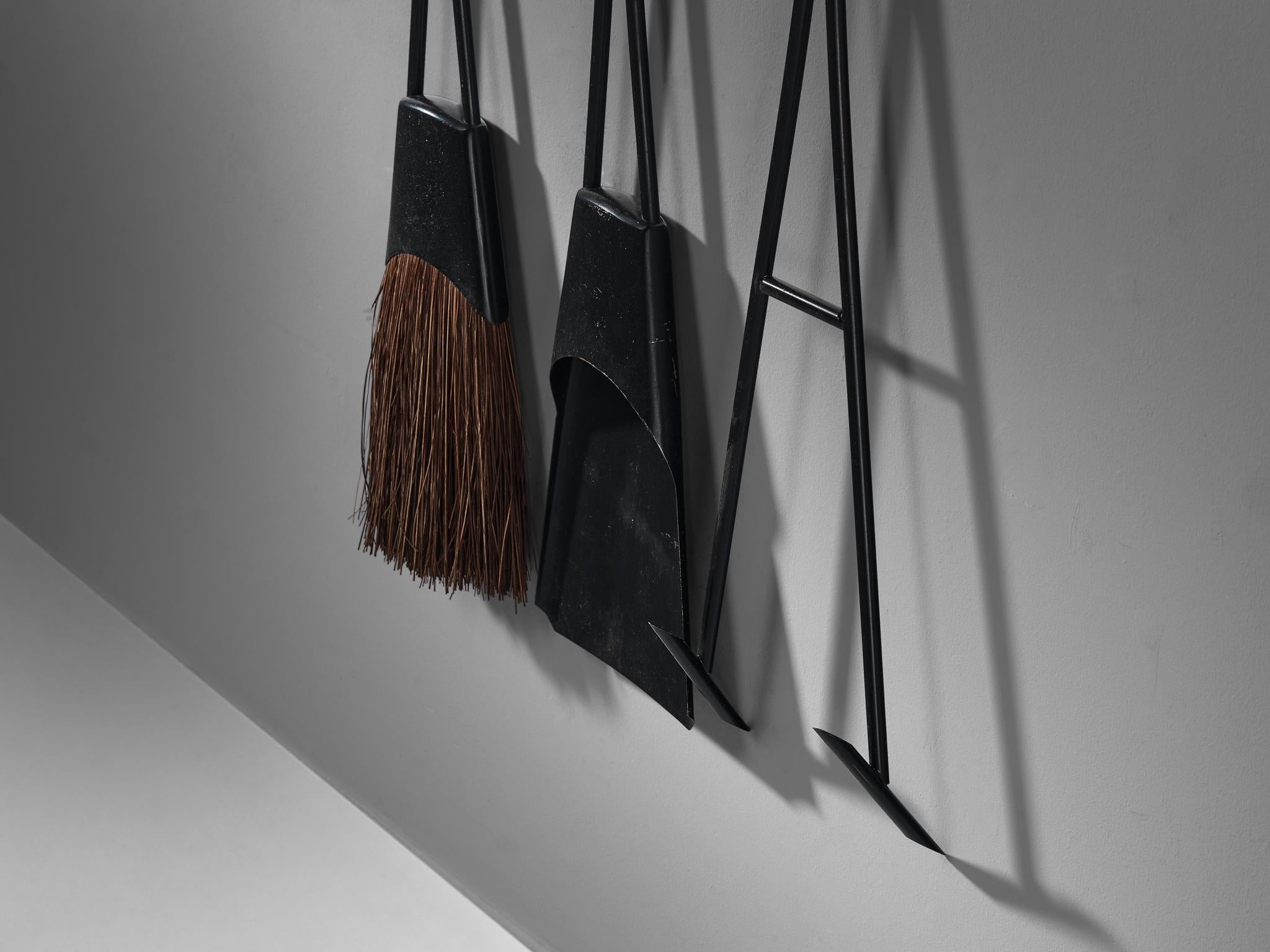 Jens Harald Quistgaard for Dansk Fireplace Set in Iron building and garden elements Morentz