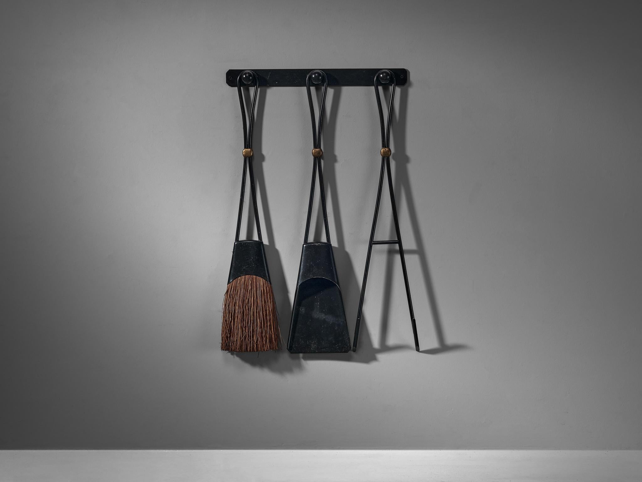 Jens Harald Quistgaard for Dansk Fireplace Set in Iron building and garden elements Morentz