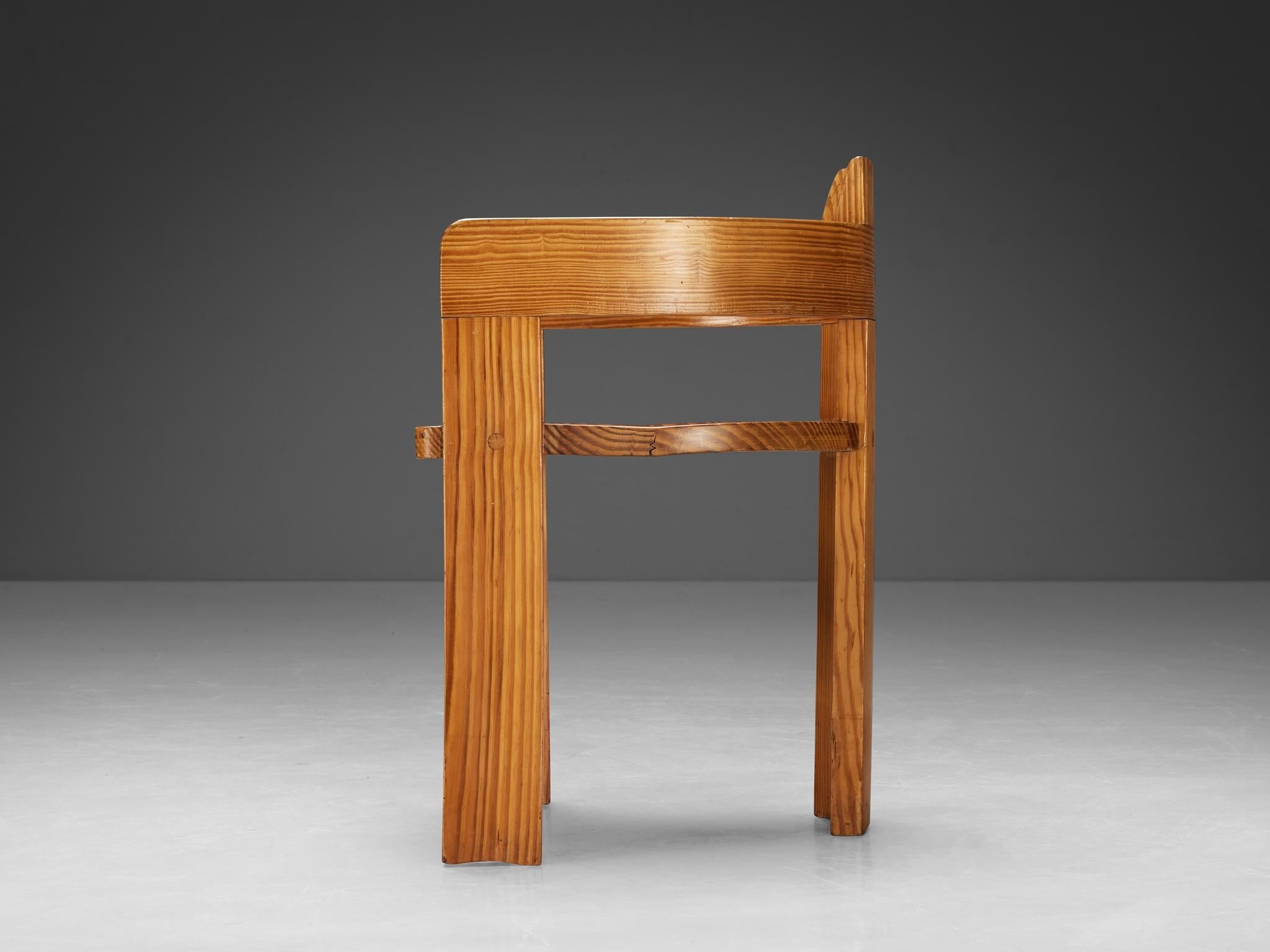 Set of Twelve Italian Architectural Armchairs in Cypress Wood seating Morentz