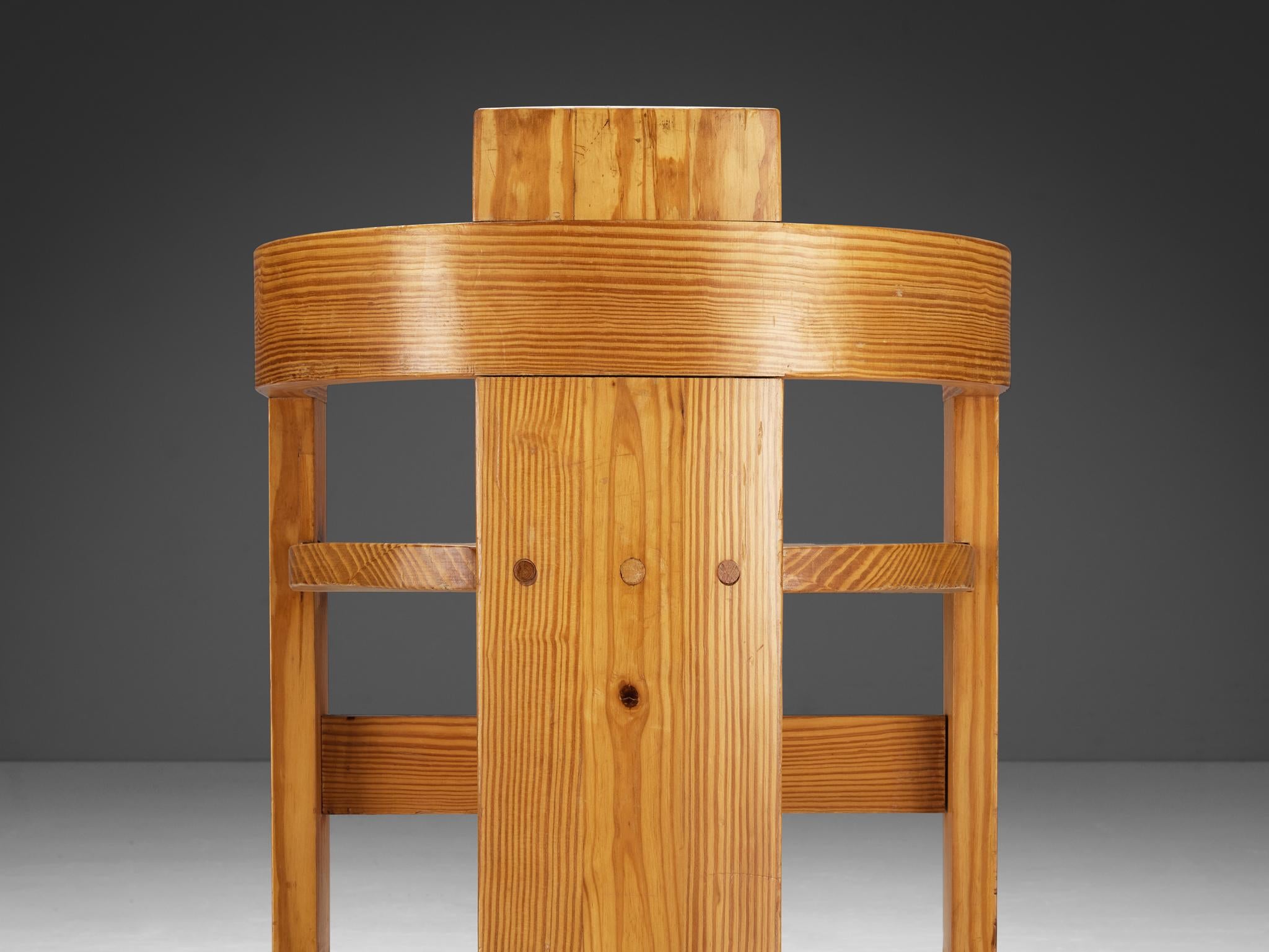 Set of Twelve Italian Architectural Armchairs in Cypress Wood seating Morentz