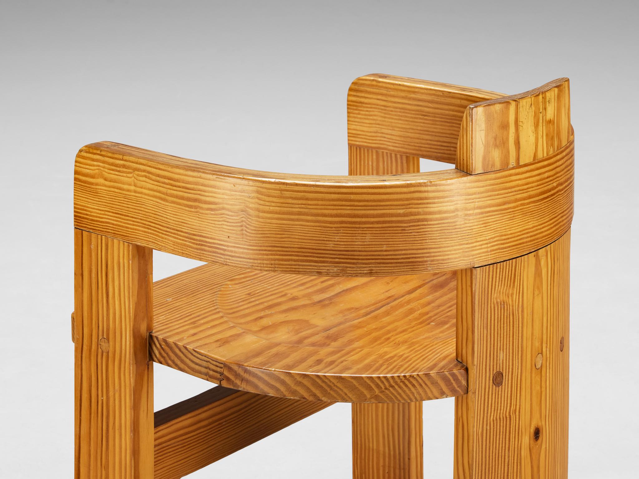 Set of Twelve Italian Architectural Armchairs in Cypress Wood seating Morentz