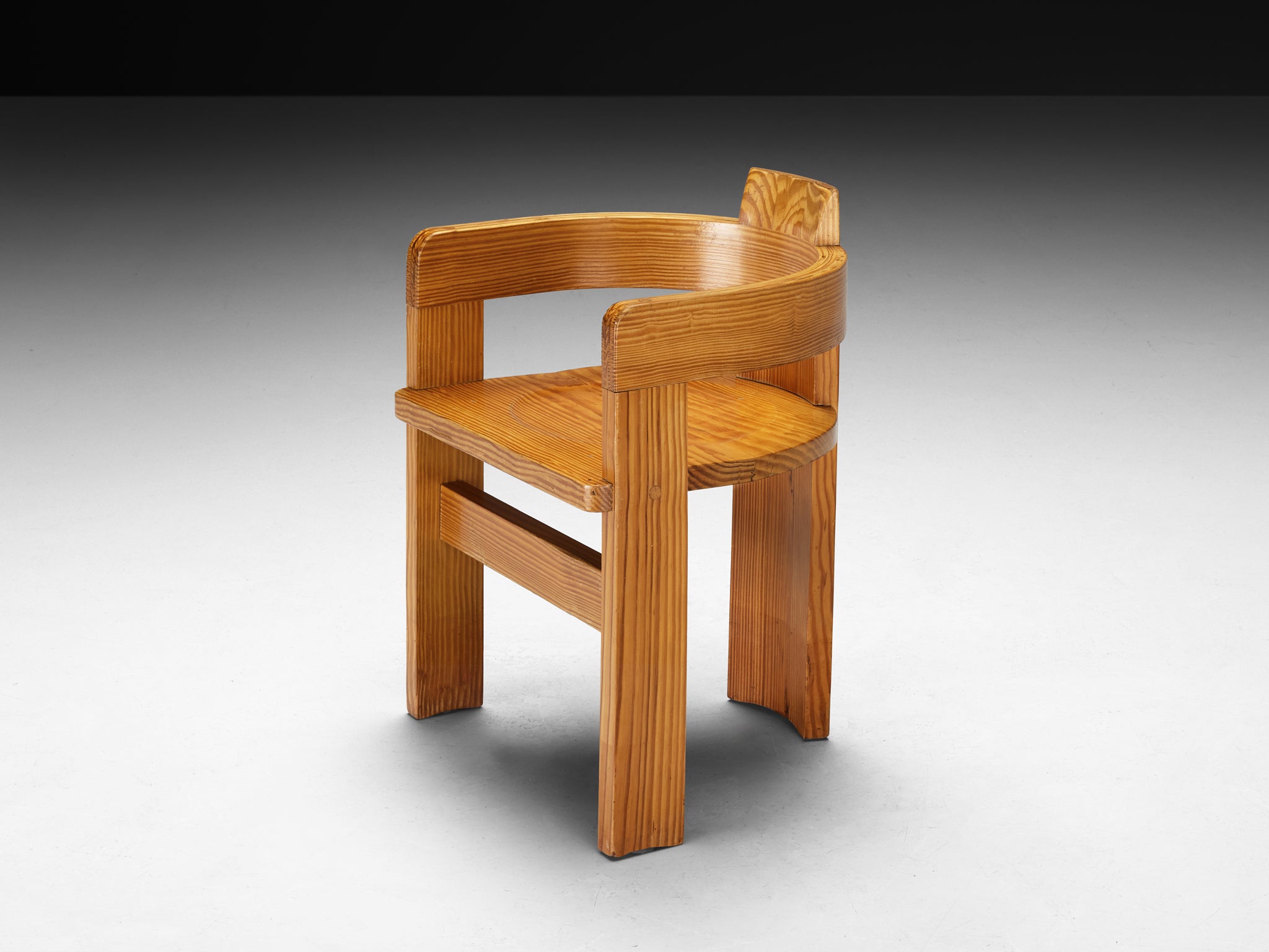 Pair of Italian Architectural Armchairs in Cypress Wood Seating Morentz