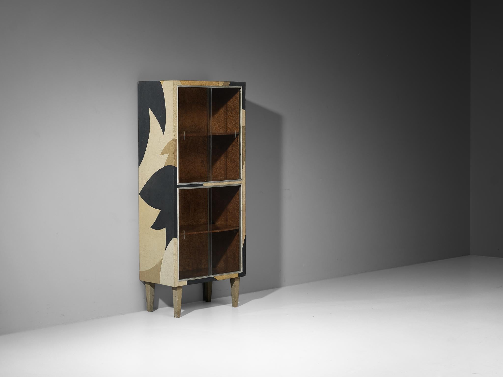 1930s Italian Vitrine with Natural Outlines in Black Beige and Gold case pieces and storage cabinets Morentz