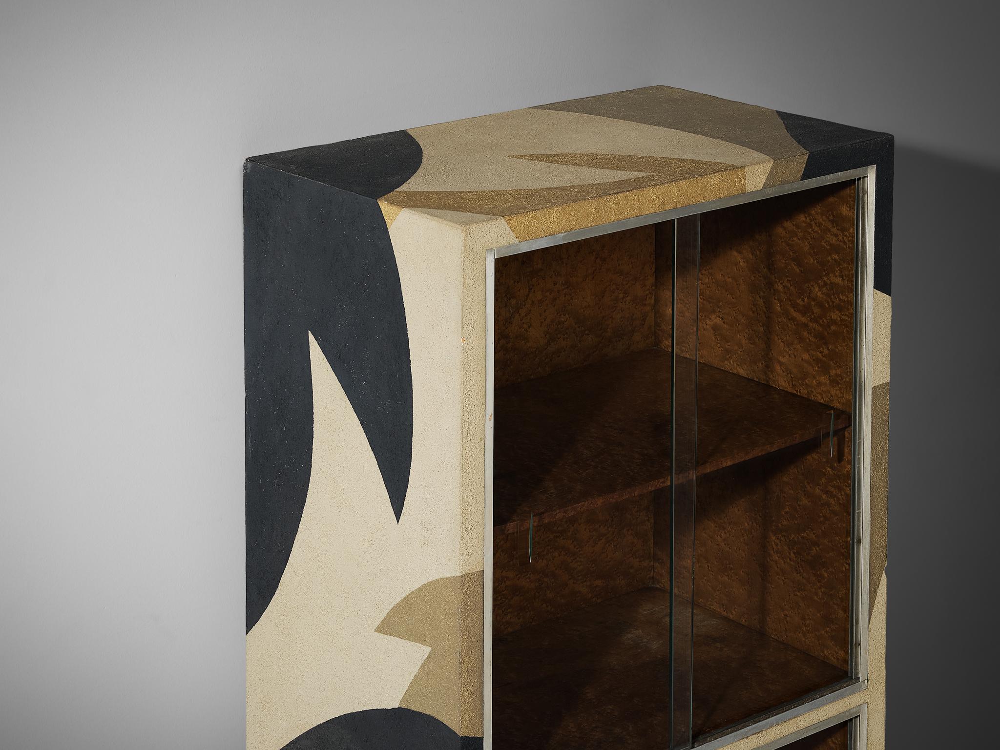 1930s Italian Vitrine with Natural Outlines in Black Beige and Gold case pieces and storage cabinets Morentz