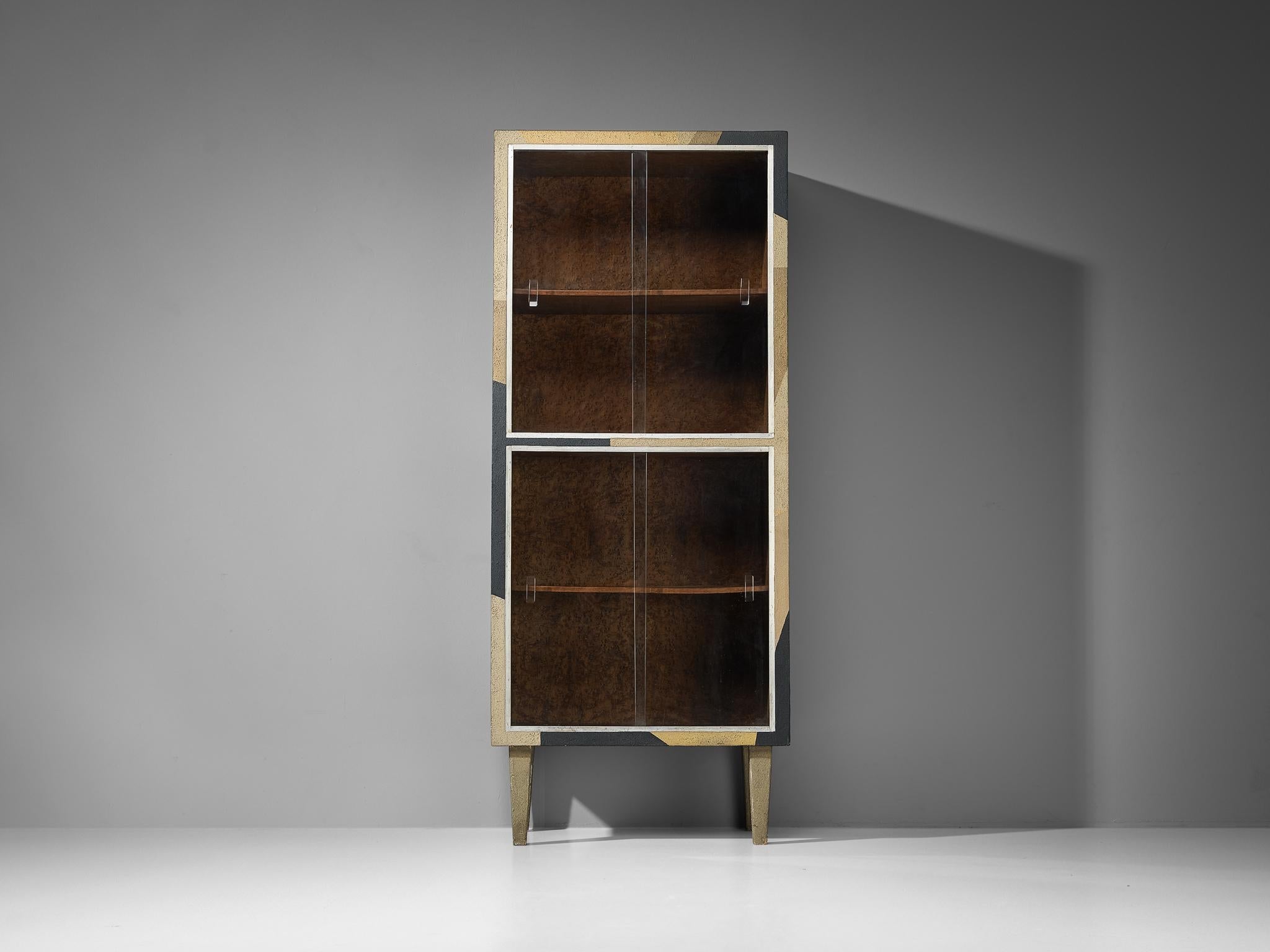 1930s Italian Vitrine with Natural Outlines in Black Beige and Gold case pieces and storage cabinets Morentz
