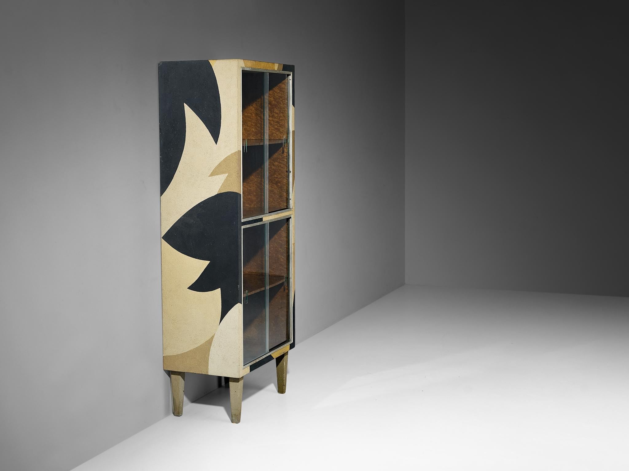 1930s Italian Vitrine with Natural Outlines in Black Beige and Gold case pieces and storage cabinets Morentz