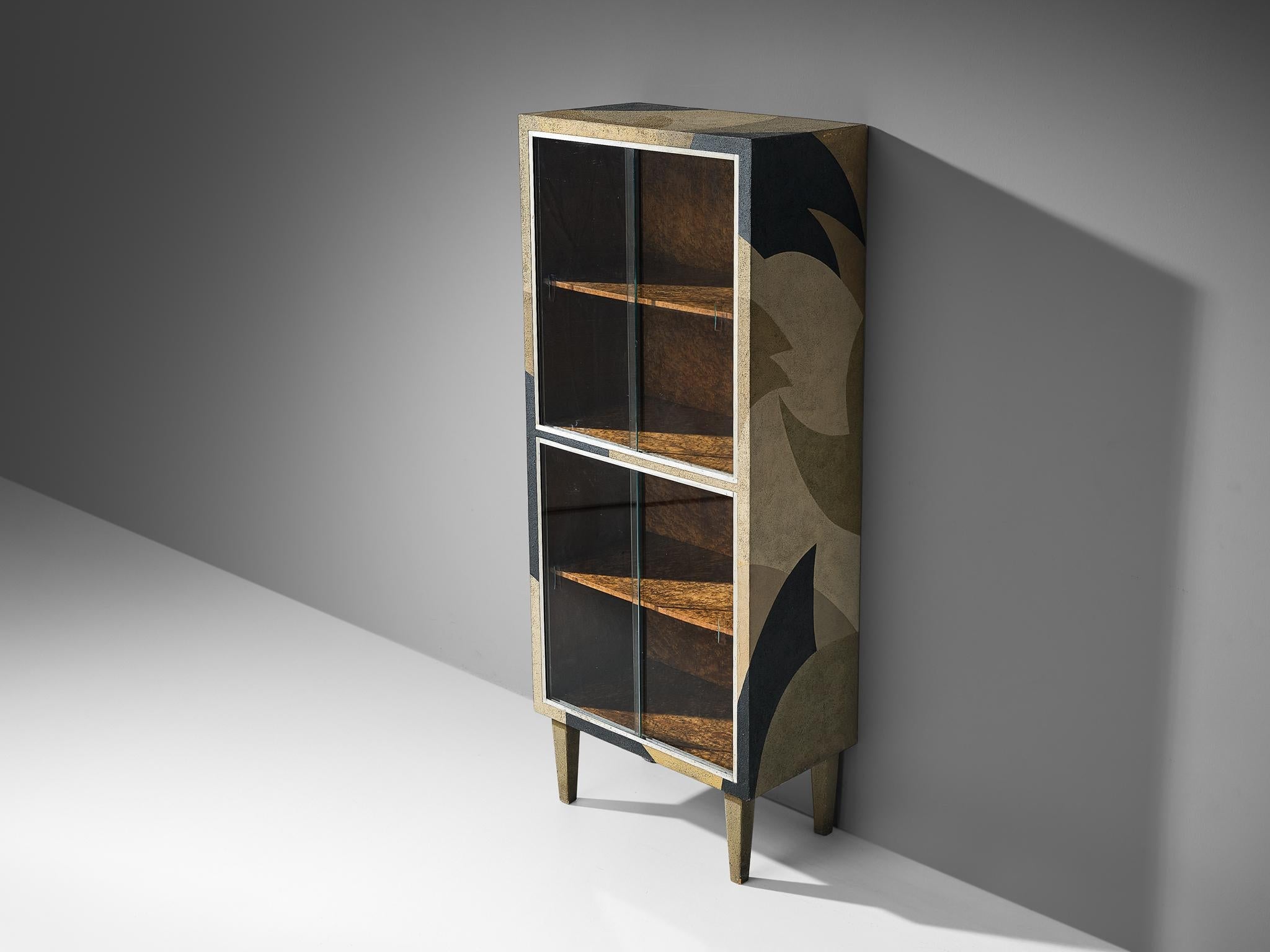 1930s Italian Vitrine with Natural Outlines in Black Beige and Gold case pieces and storage cabinets Morentz