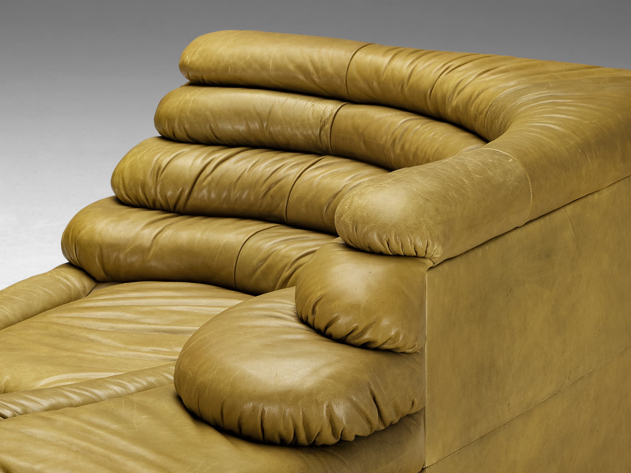 Ubald Klug for De Sede 'Terrazza' Landscape in Olive Green Leather Seating Morentz