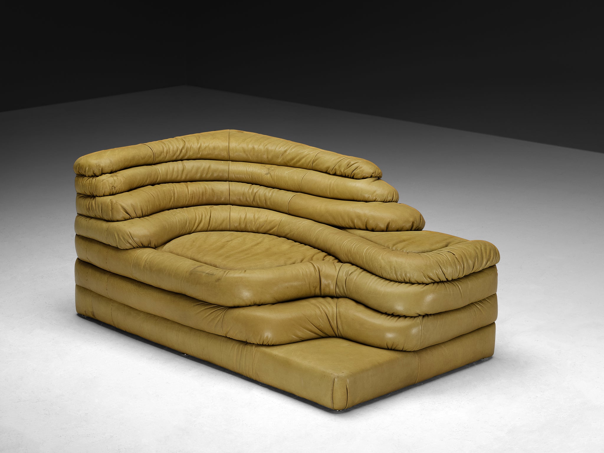 Ubald Klug for De Sede 'Terrazza' Landscapes in Olive Green Leather Seating Morentz