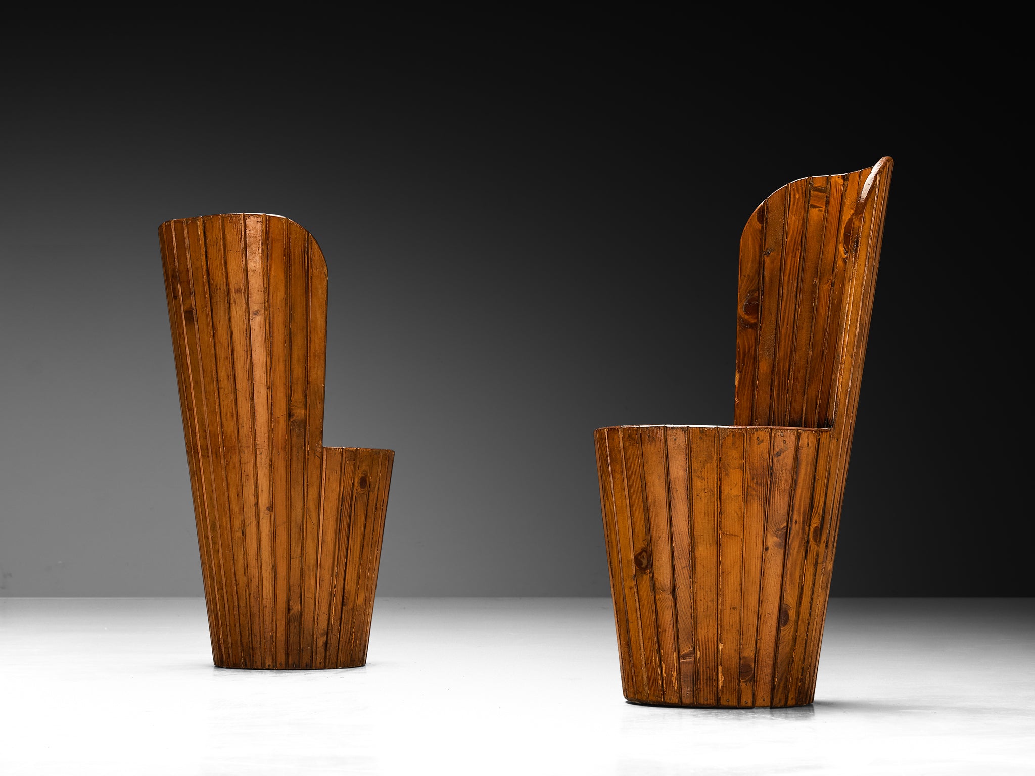 Italian Naturalistic Set of Six Dining Chairs in Pine Seating Morentz