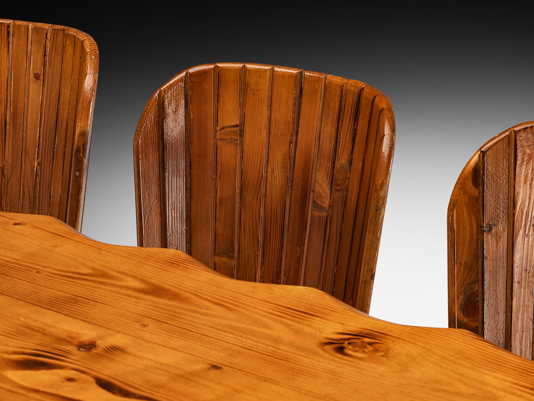 Italian Naturalistic Dining Set With Six Chairs and Table in Pine Tables Morentz