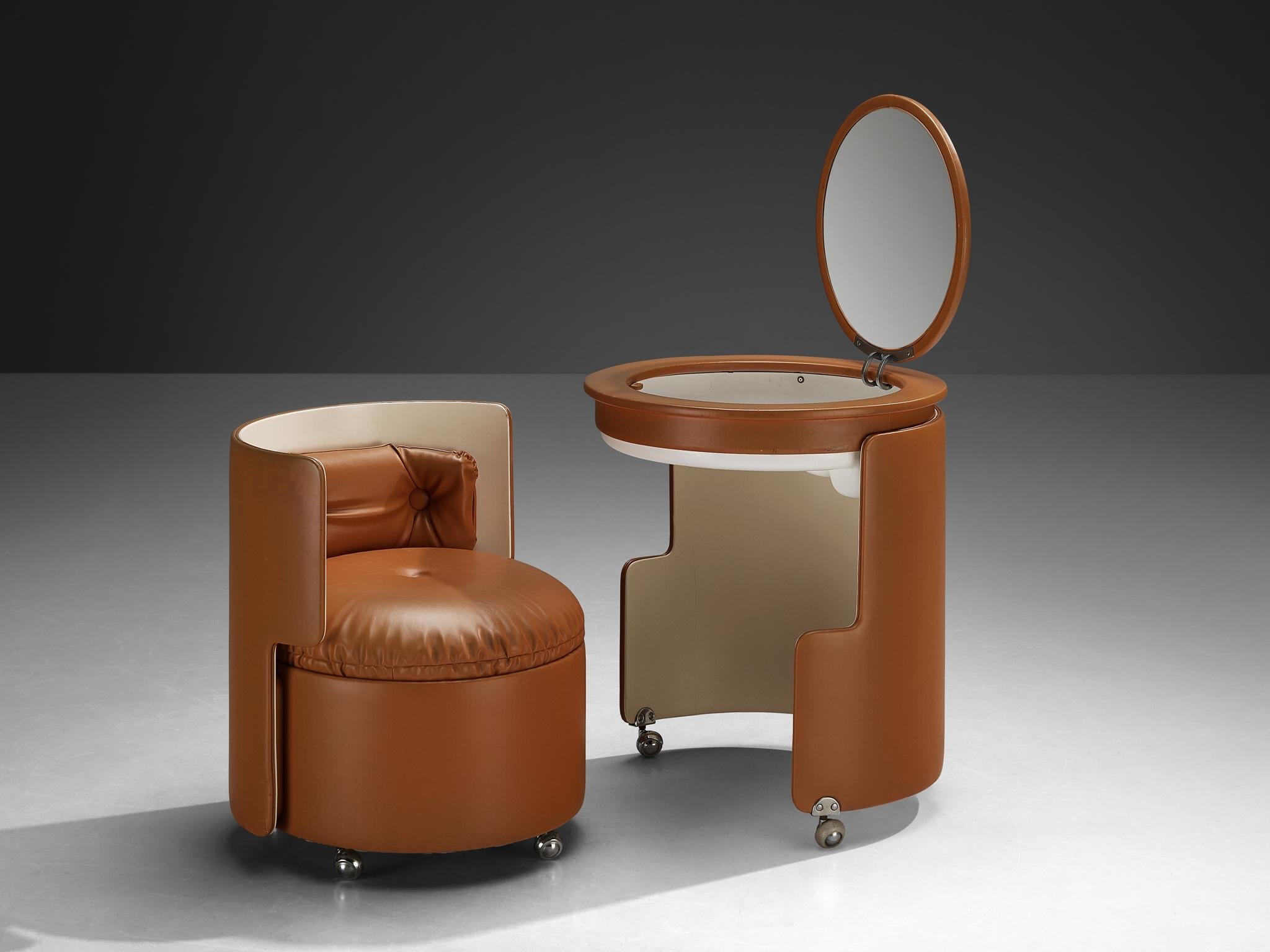 Luigi Massoni ‘Dilly Dally’ Vanity Set in Cognac Leatherette tables Morentz