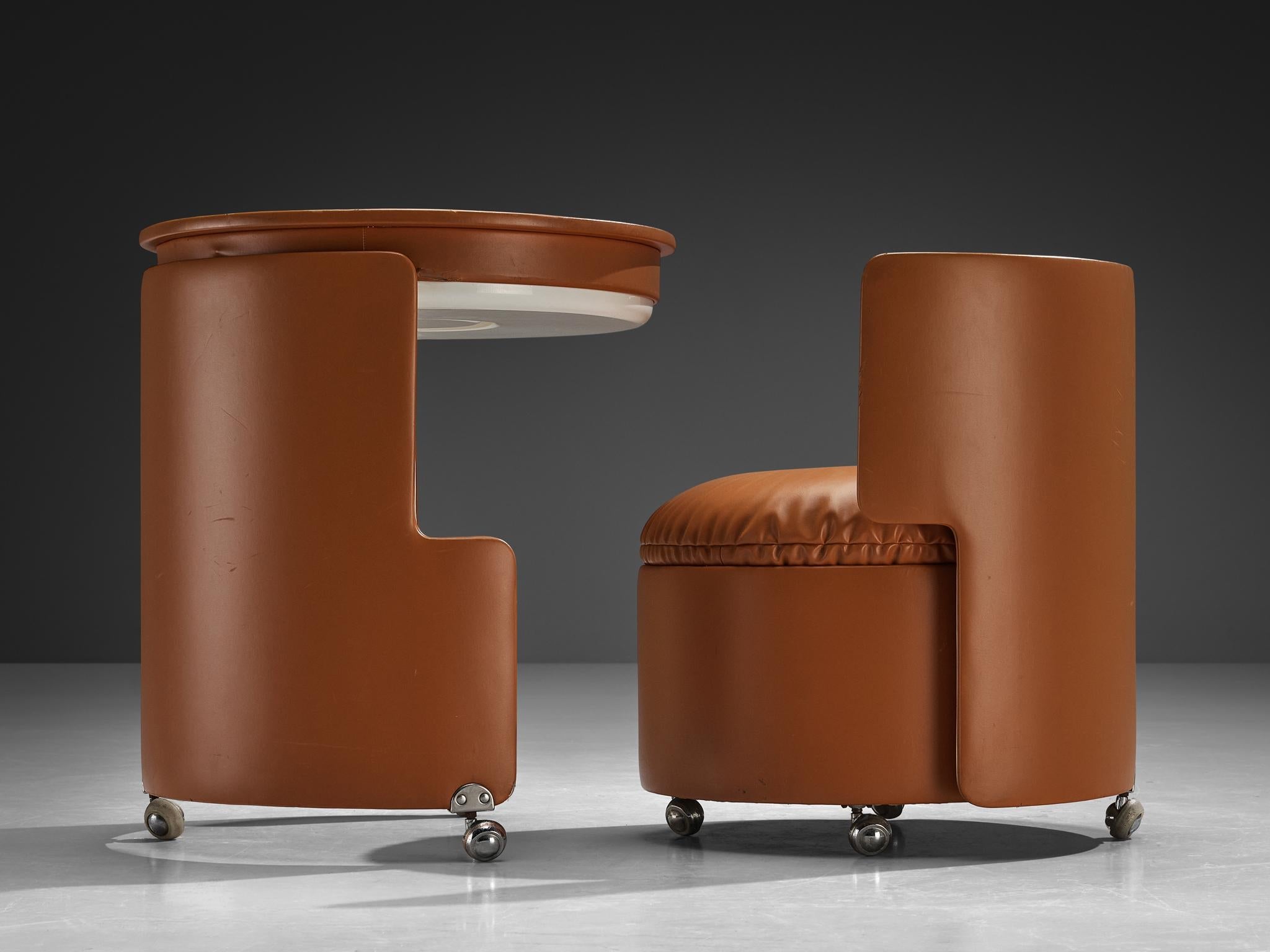 Luigi Massoni ‘Dilly Dally’ Vanity Set in Cognac Leatherette tables Morentz