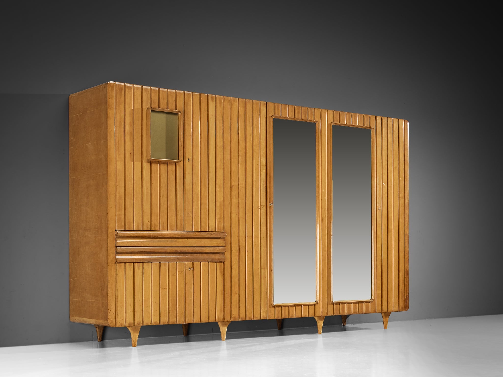 Charming Italian Highboard with Mirrors in Cherry case pieces and storage cabinets Morentz