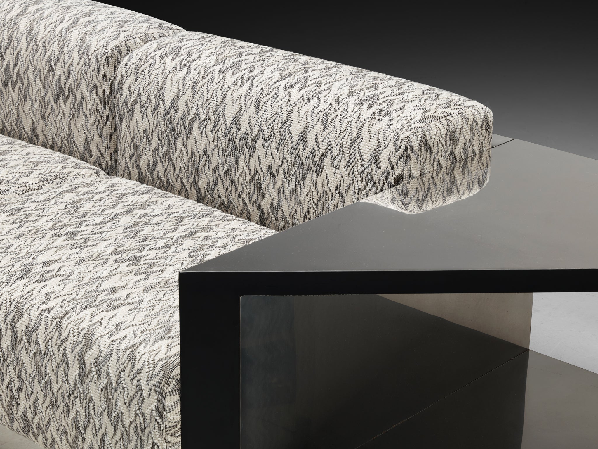 Italian Modular Sofa in Metal and Patterned Grey Fabric Seating Morentz