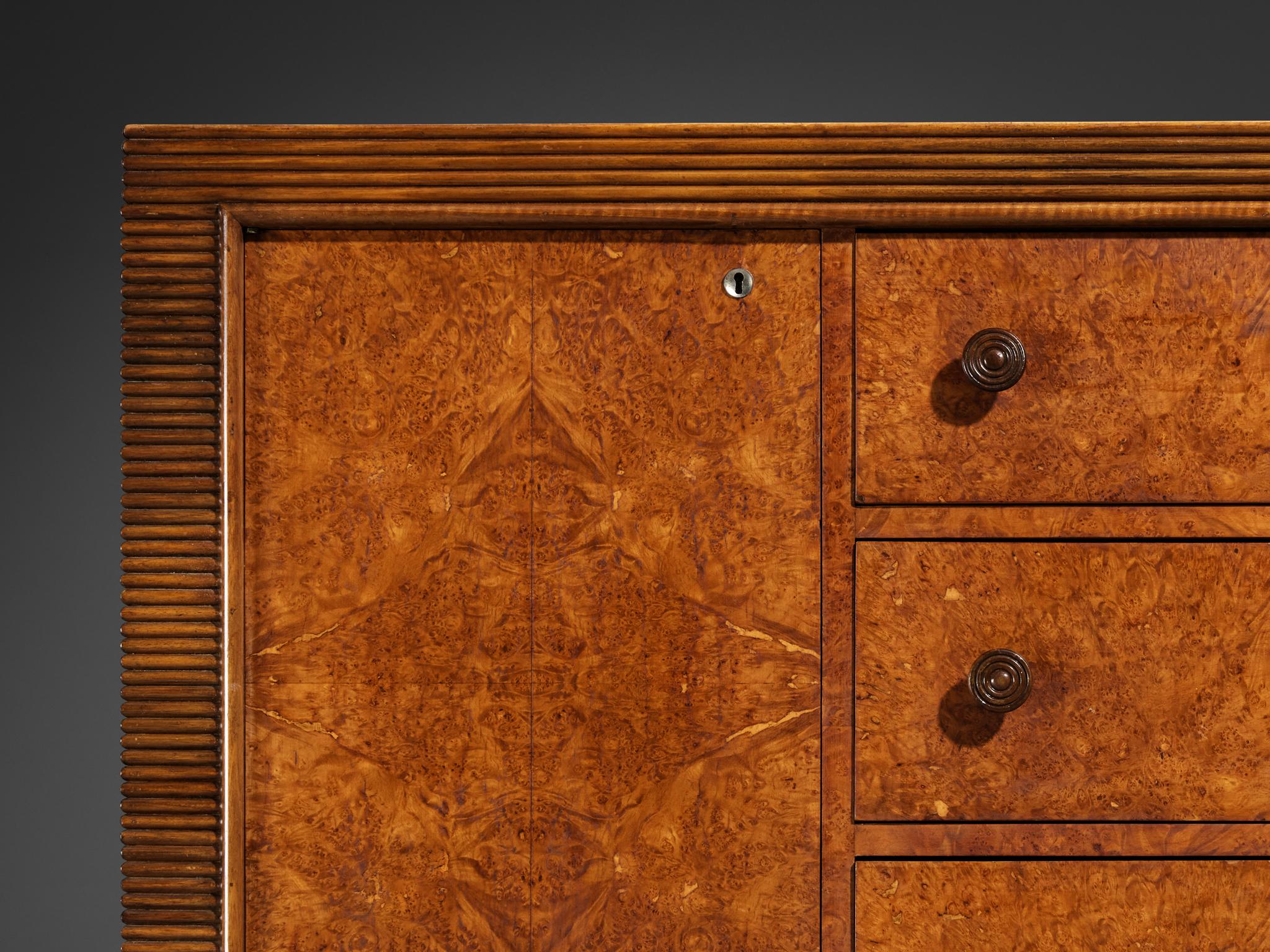 Italian Sideboard with Grissinato Carvings in Walnut