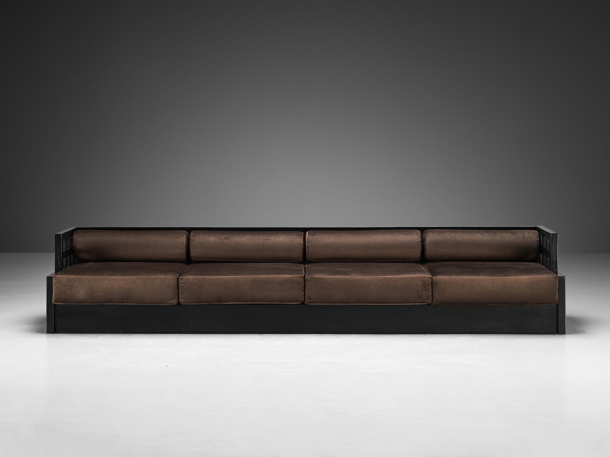 Geometric Sofa with Grid Framework in Black Lacquered Ash